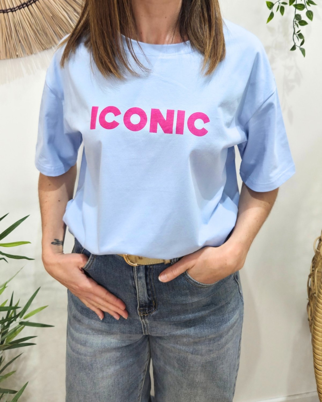 T-shirt femme bleu iconic
