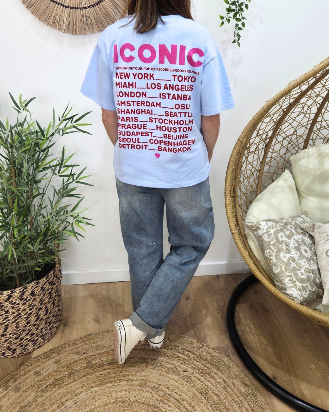 T-shirt femme bleu iconic