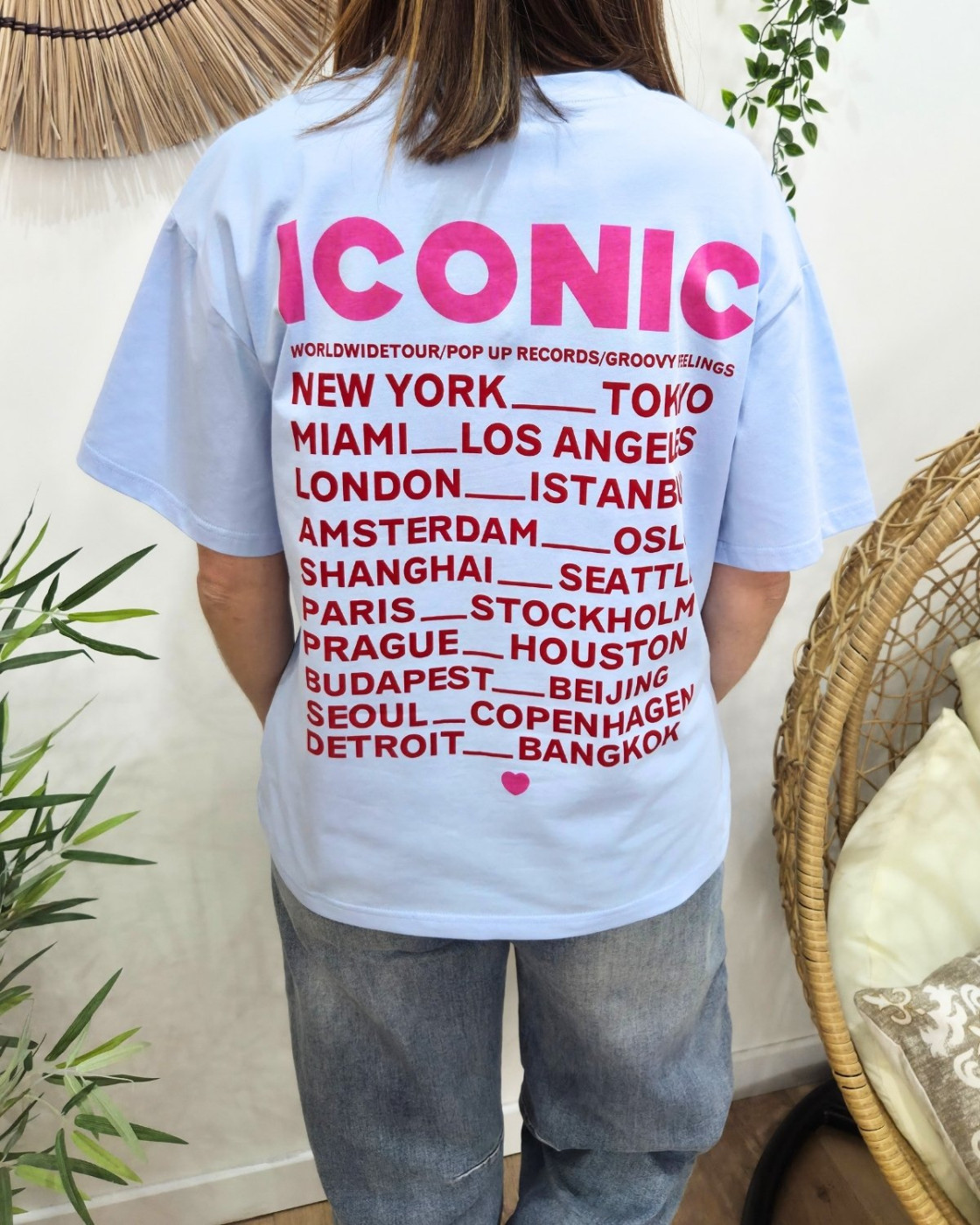 T-shirt femme bleu iconic