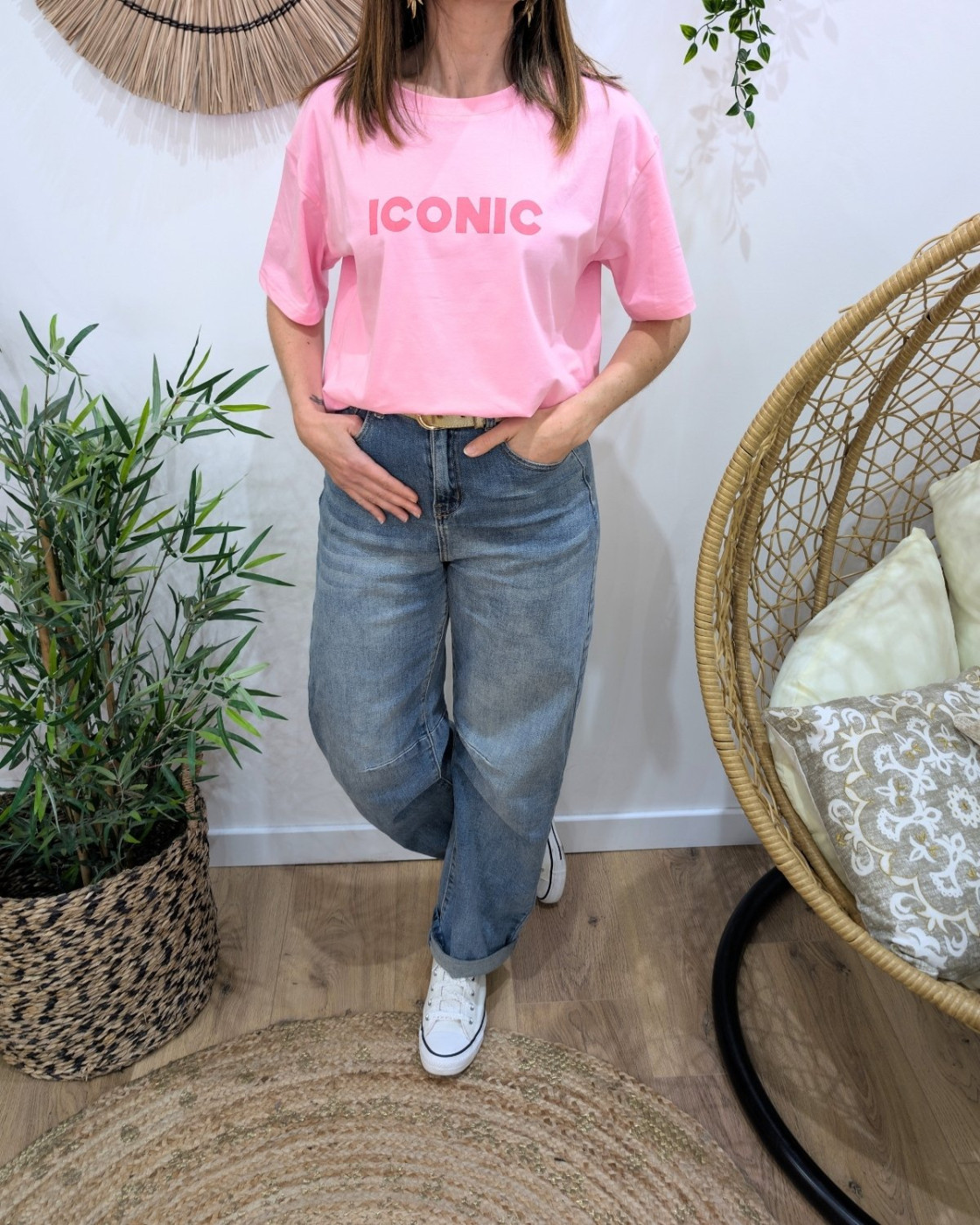 T-shirt femme rose baby iconic