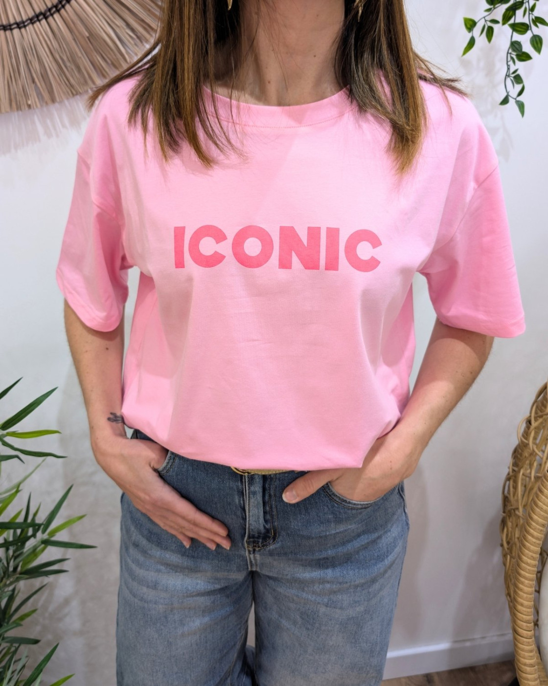 T-shirt femme rose baby iconic