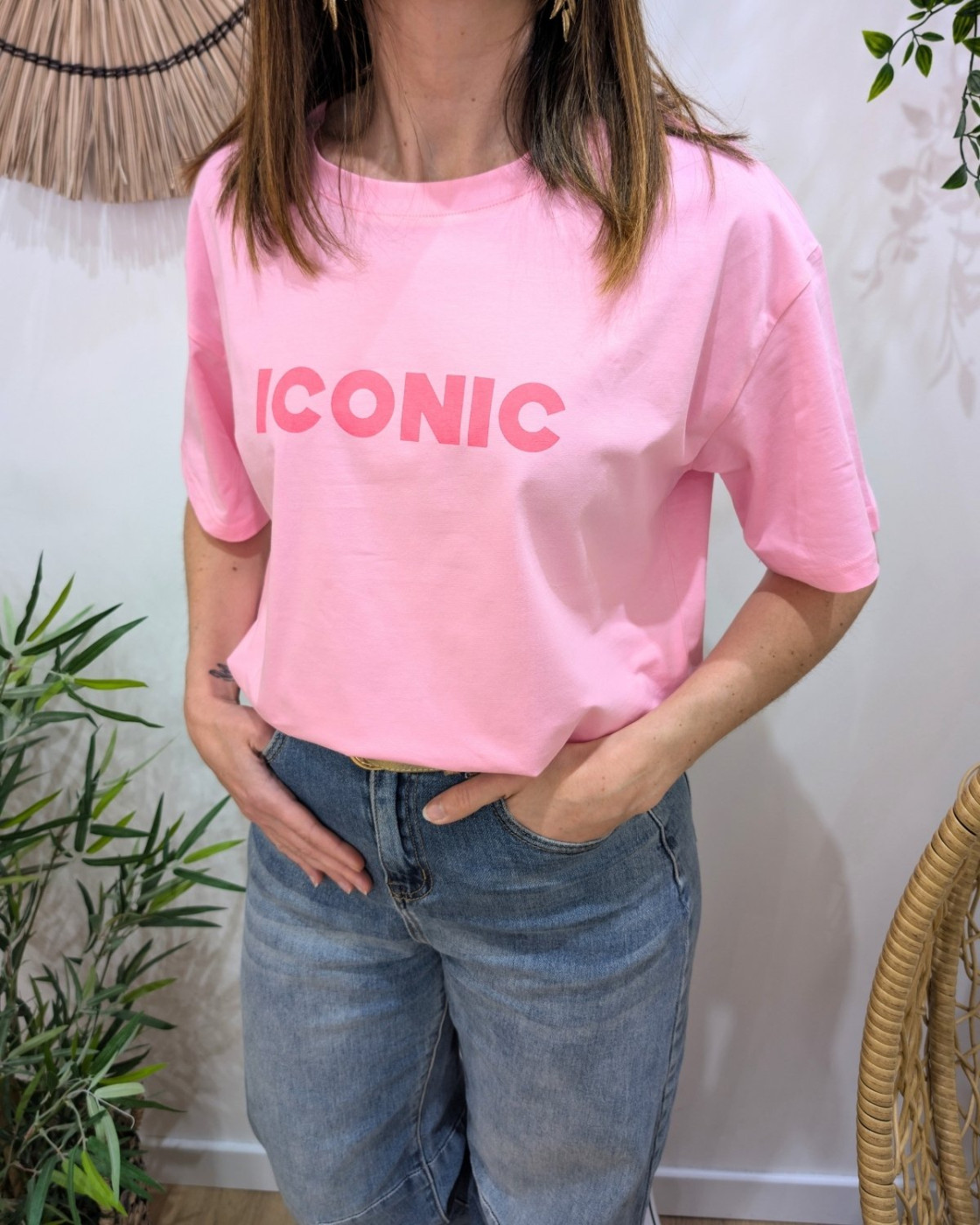 T-shirt femme rose baby iconic