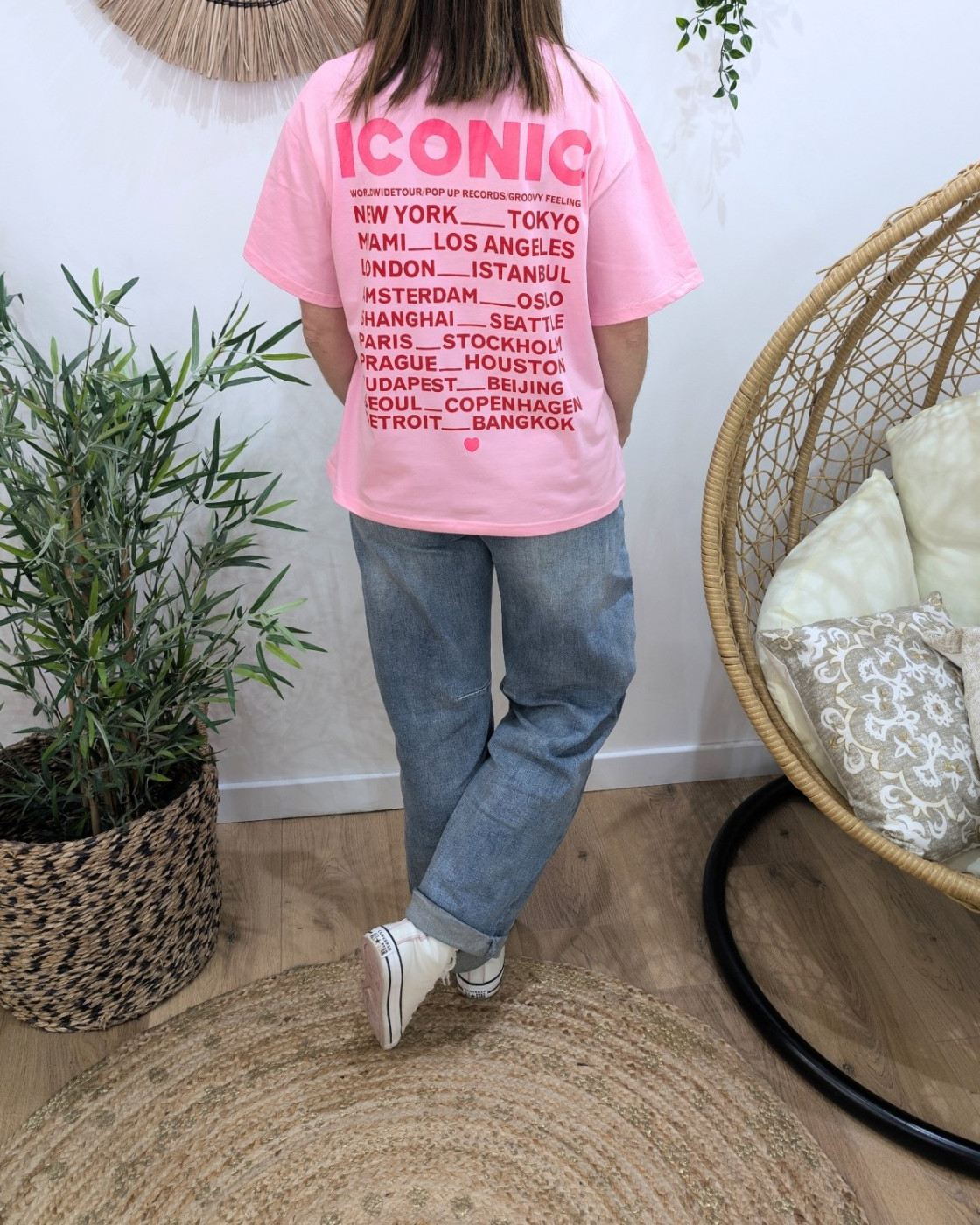 T-shirt femme rose baby iconic