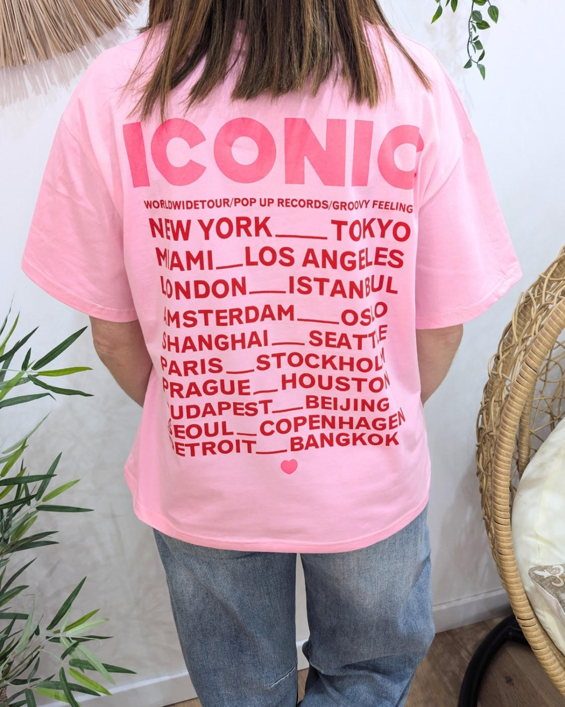 T-shirt femme rose baby iconic