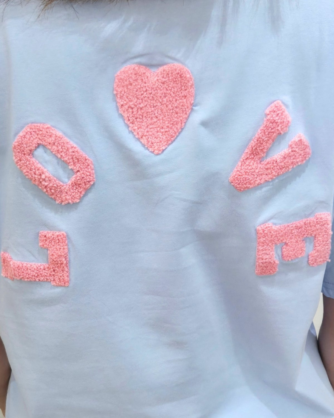 T-shirt femme bleu love teddy rose