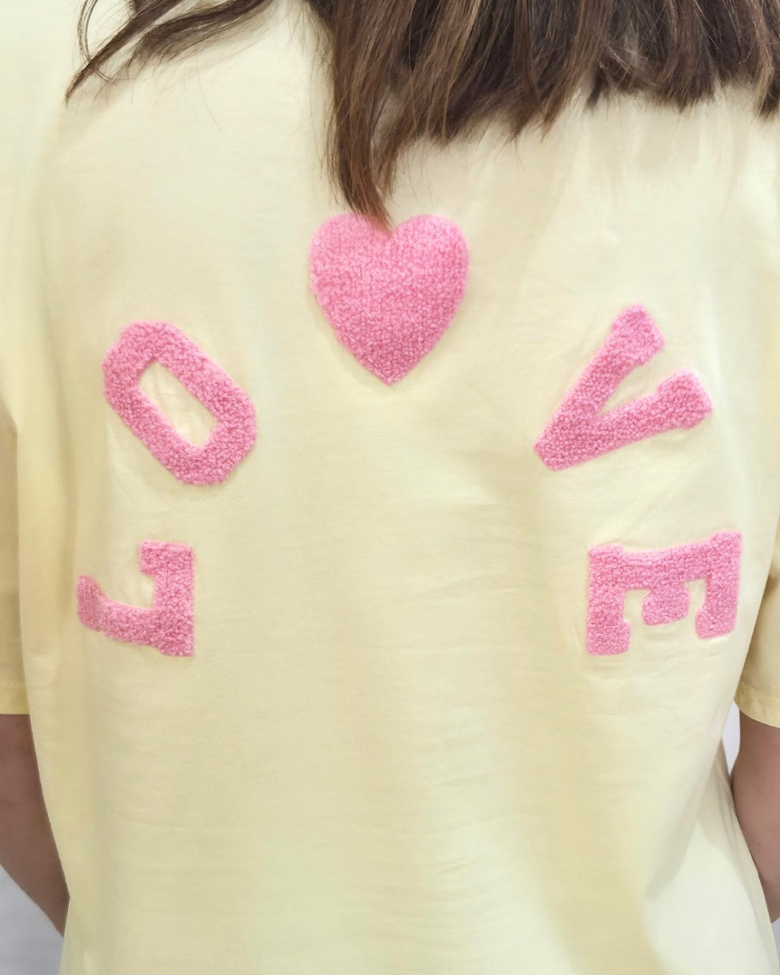 T-shirt femme jaune love teddy rose