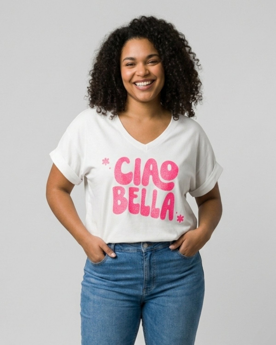 T-shirt femme col V CIAO BELLA