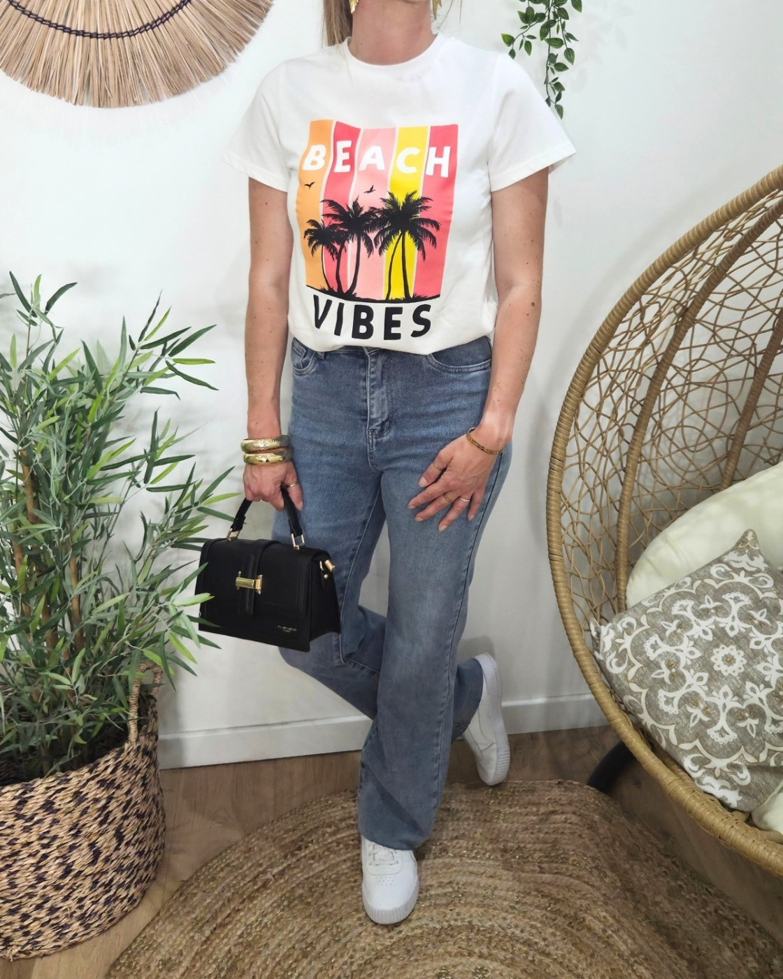 T-shirt femme beach vibes palmiers Disa