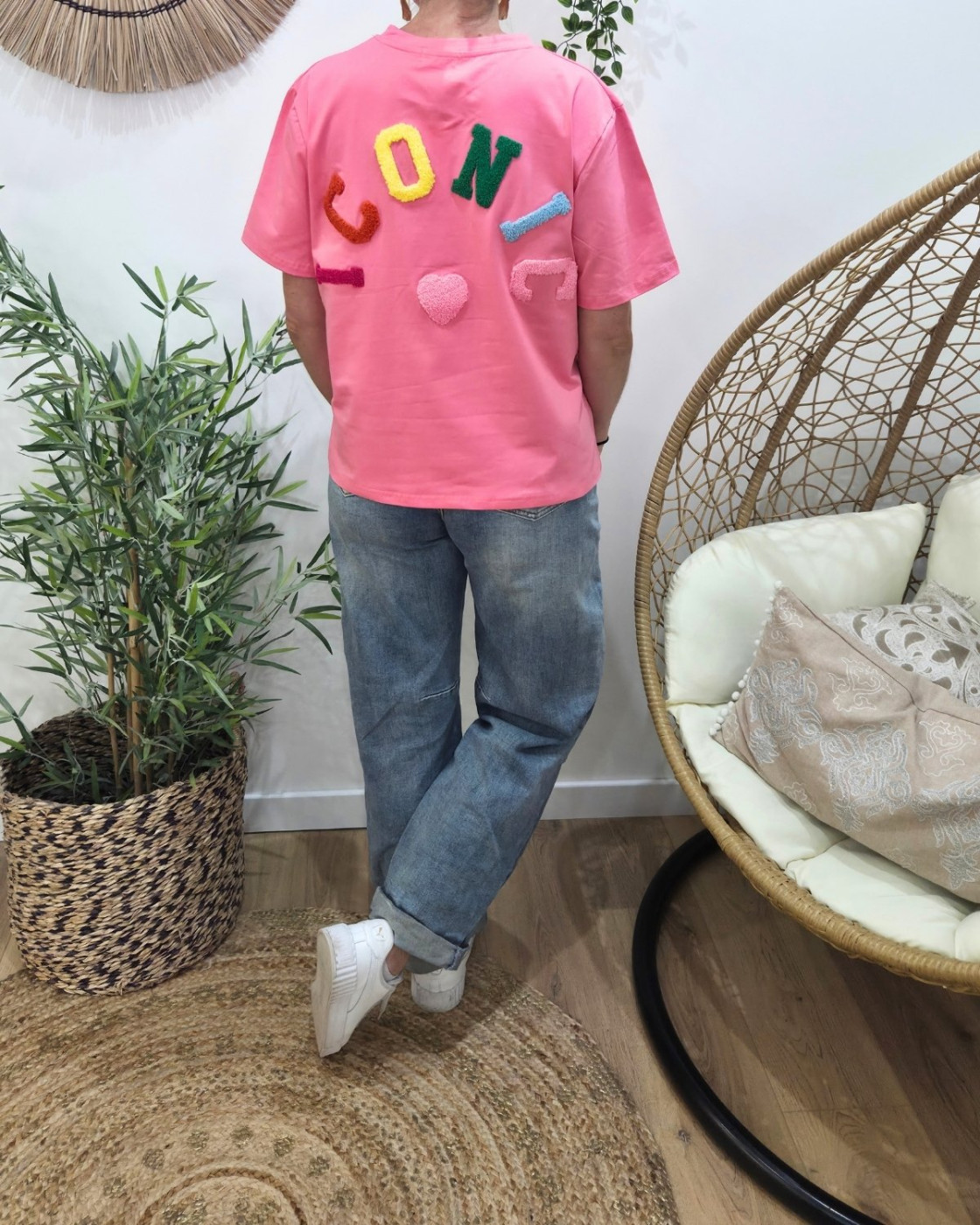 T-shirt femme rose ICONIC moumoute multicolore