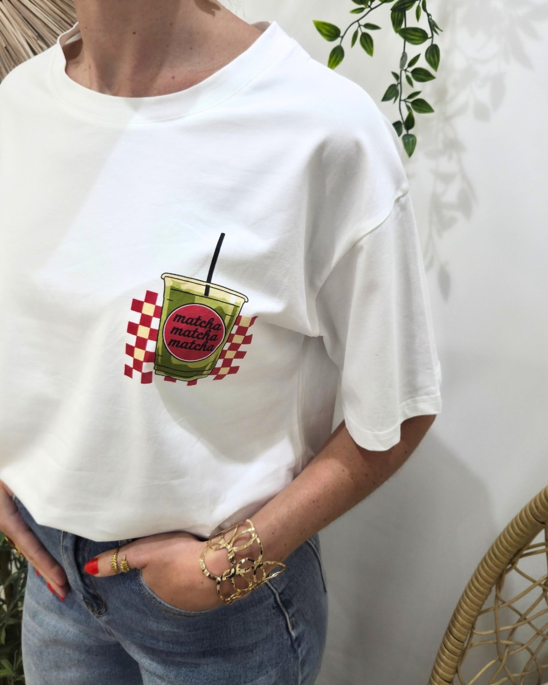 T-shirt femme Matcha Iced Latte blanc