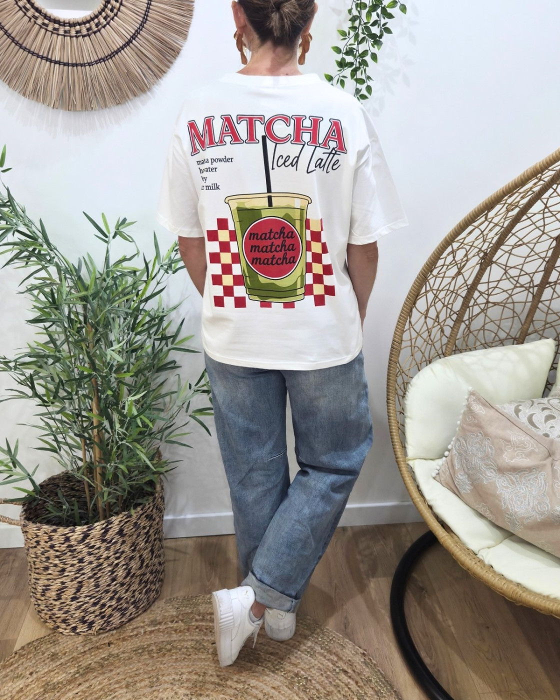 T-shirt femme Matcha Iced Latte blanc