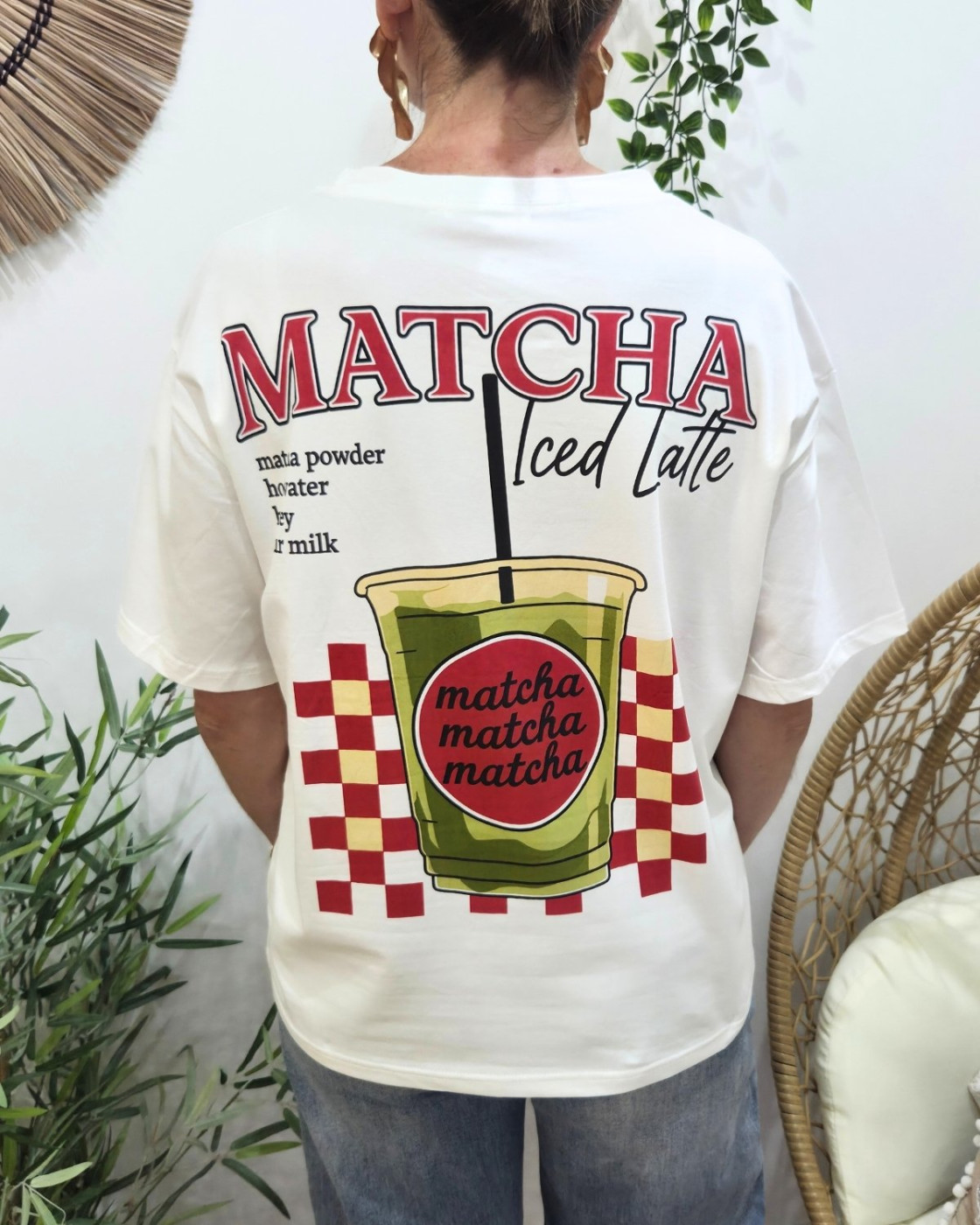T-shirt femme Matcha Iced Latte blanc