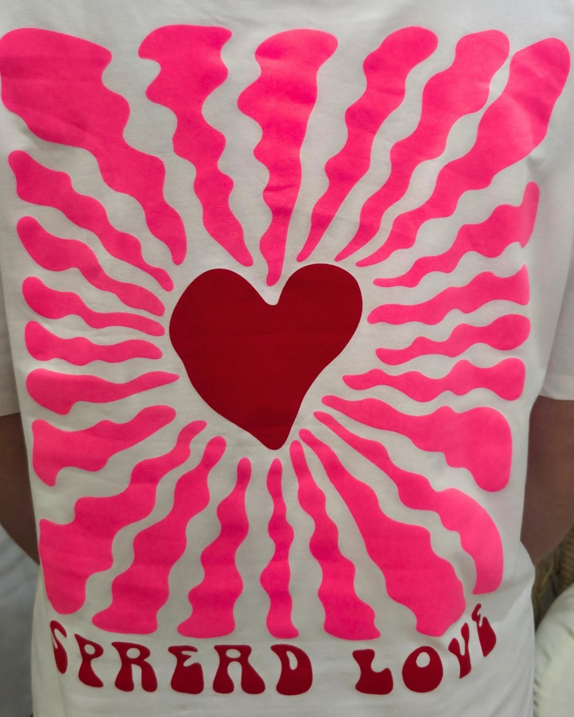 T-Shirt femme blanc Spread love rose et rouge