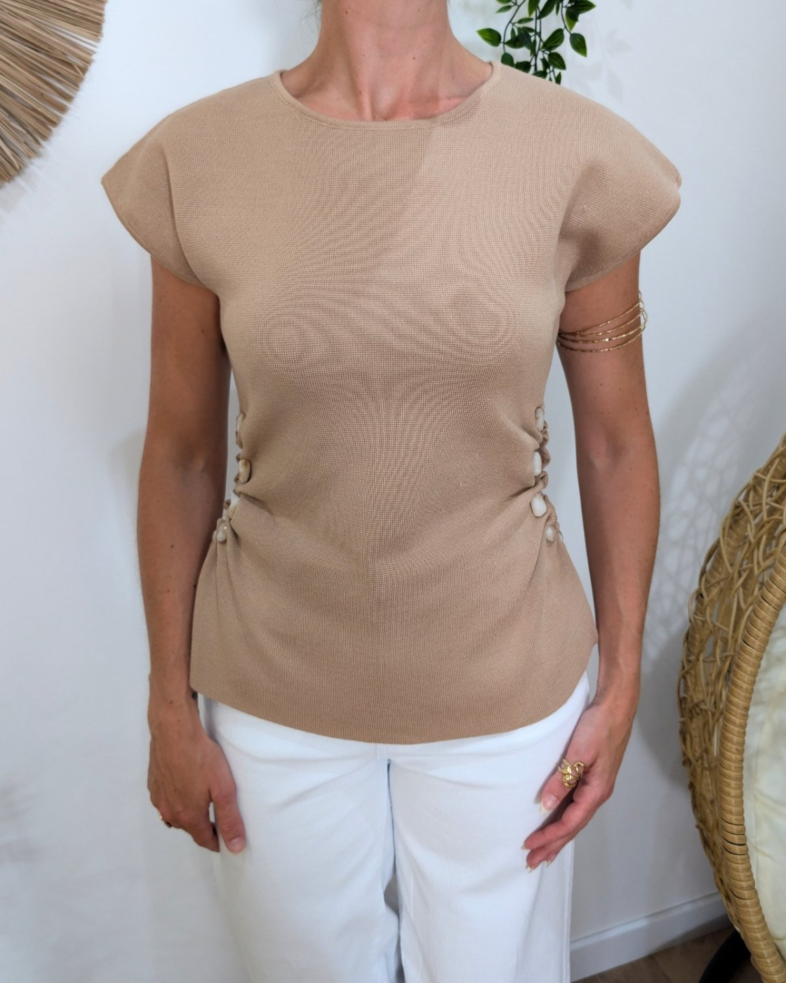 Top femme camel Ryta