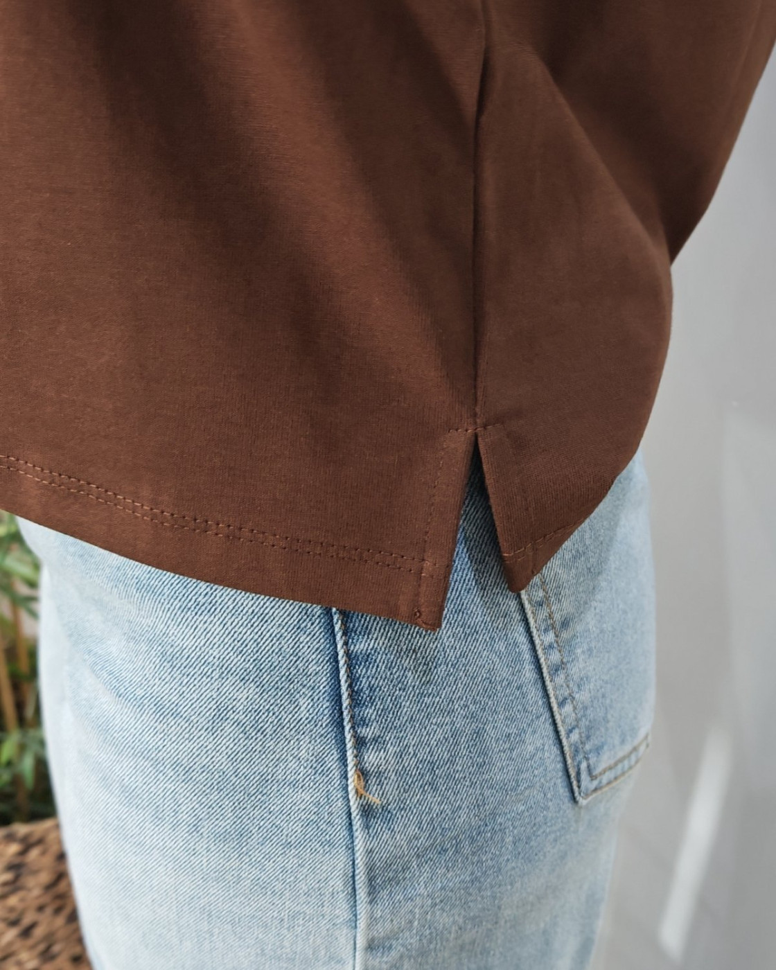 T-shirt femme court uni marron Hannah