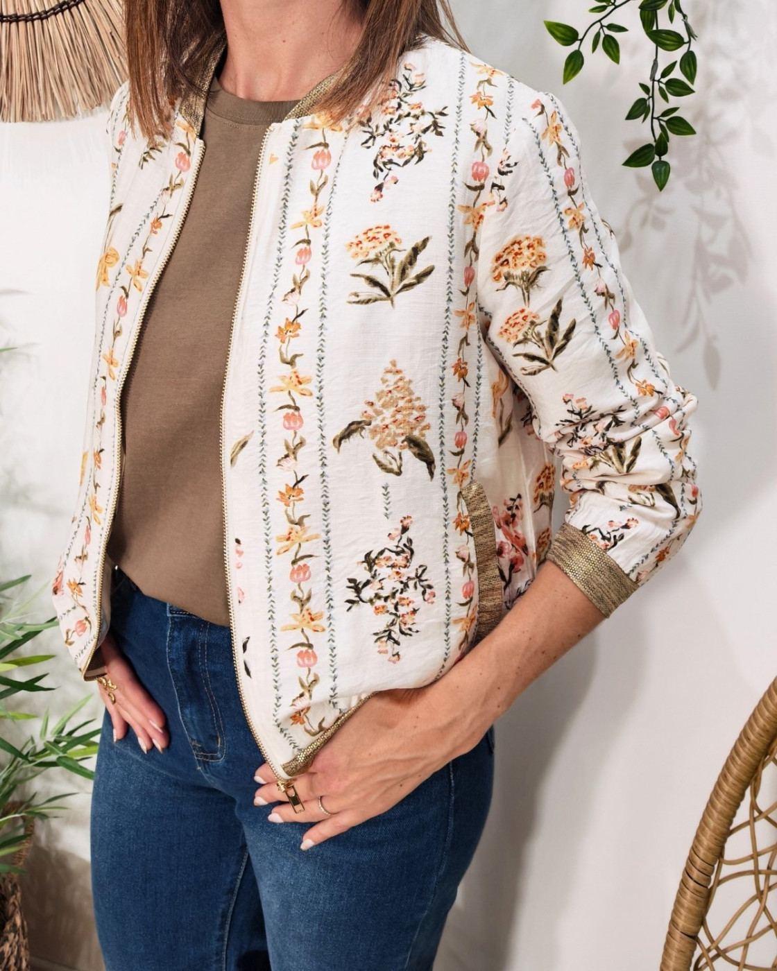 Bombers femme beige et kaki Gaudia