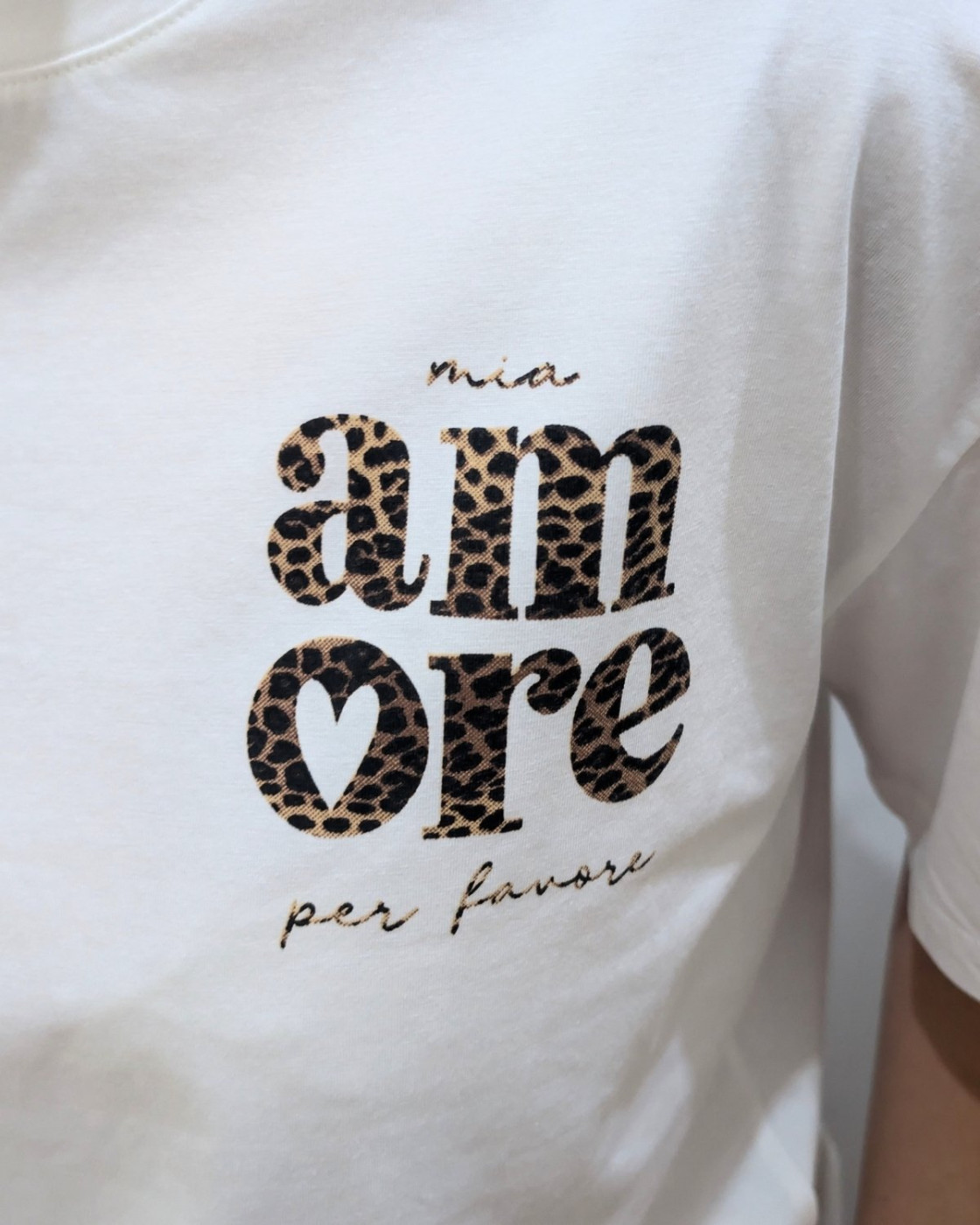 T-shirt femme blanc léopard mia amore per favore