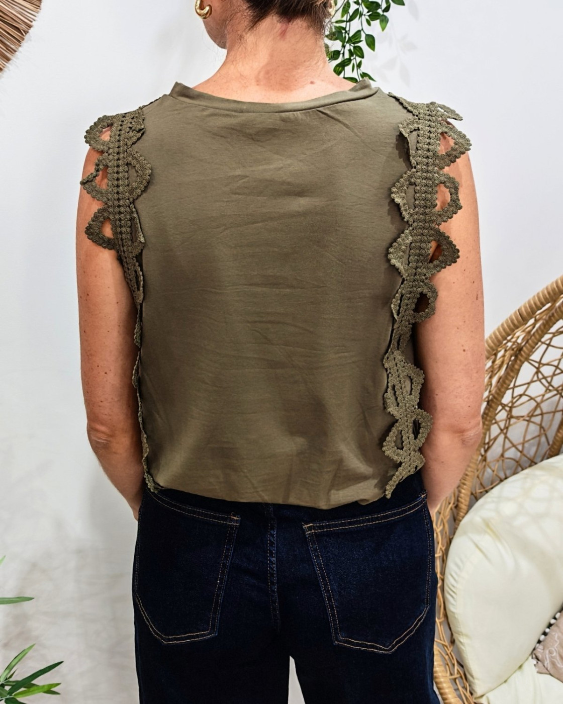 Top femme kaki élastiqué Diana
