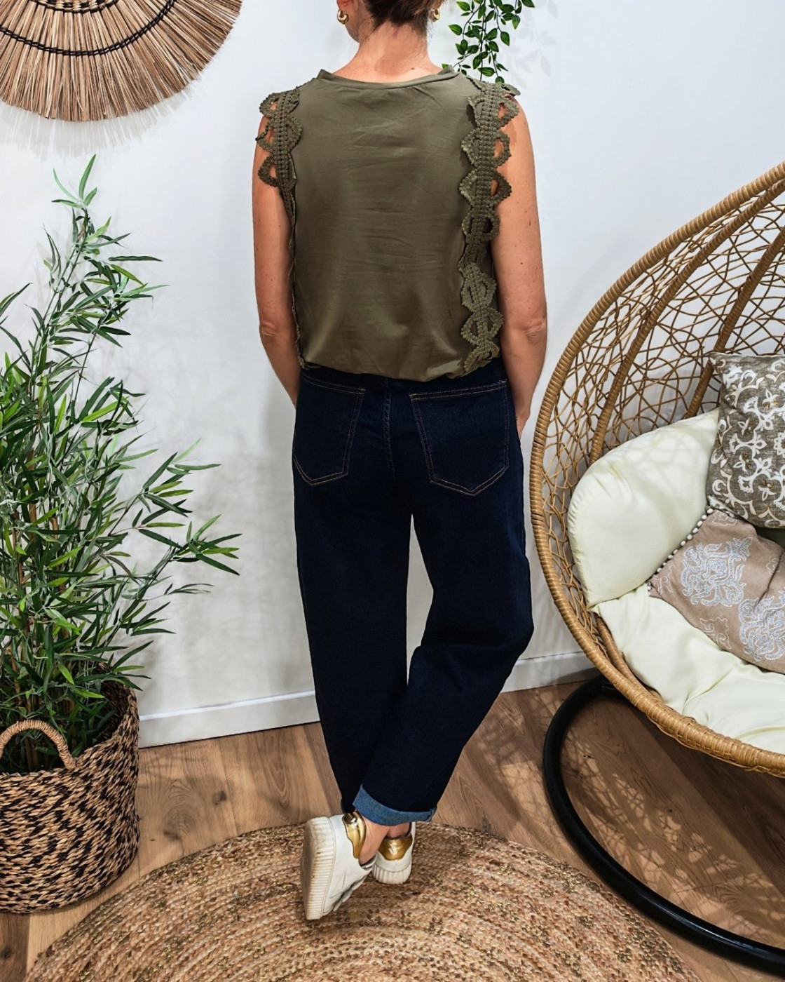 Top femme kaki élastiqué Diana