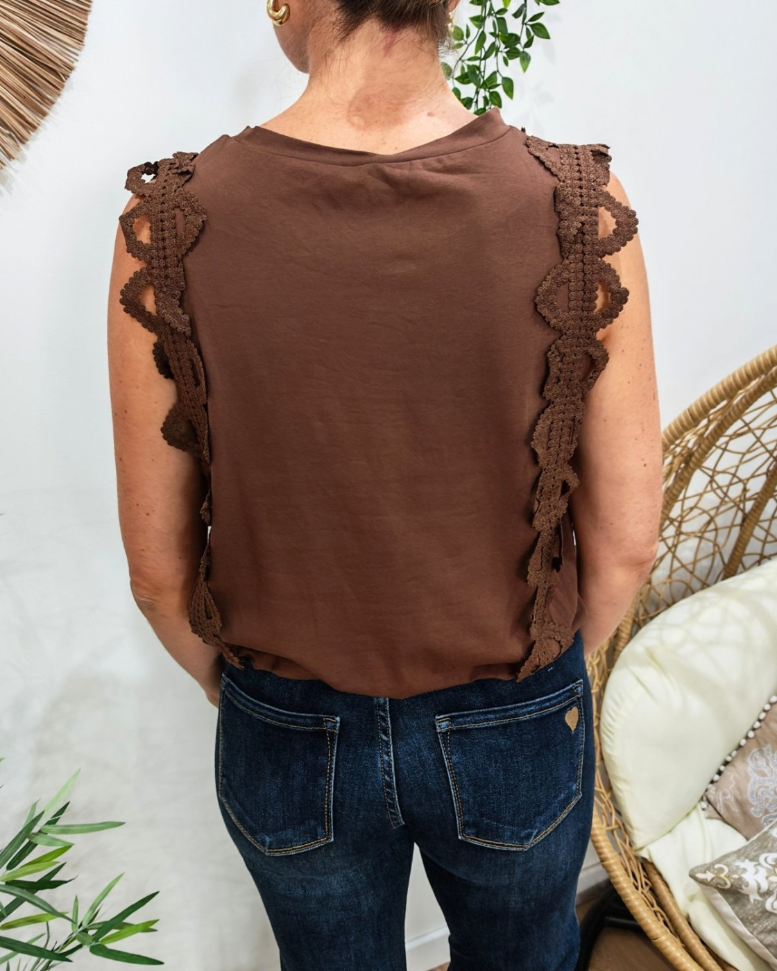 Top femme marron élastiqué Diana