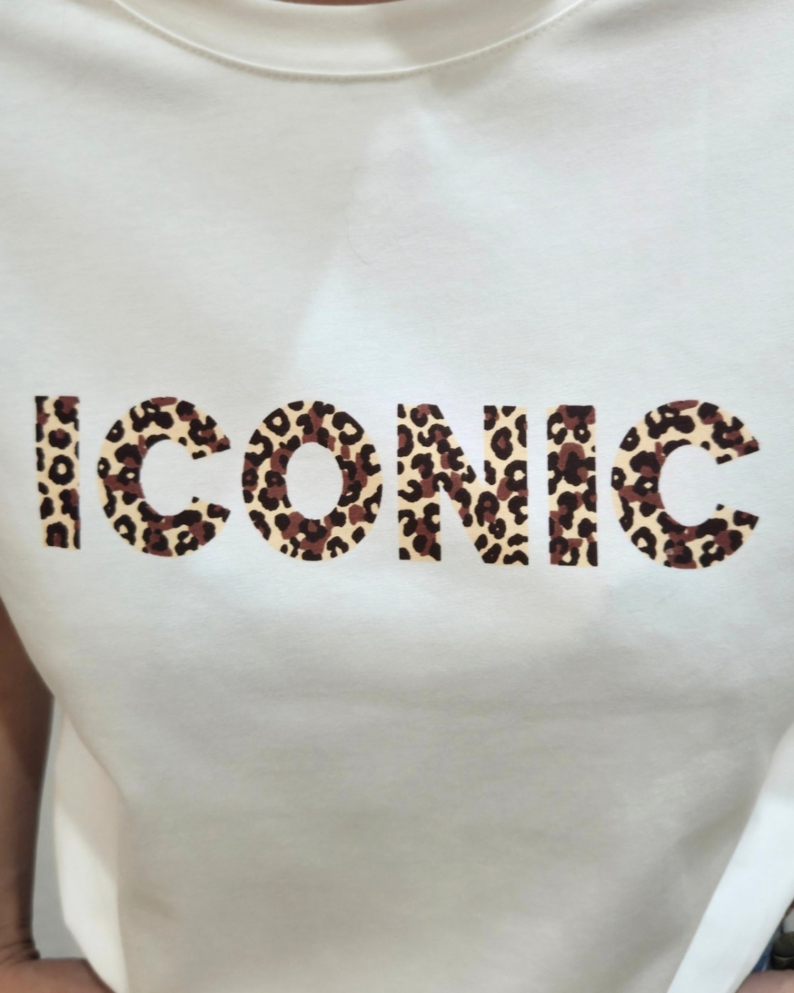 T-shirt femme blanc iconic léopard