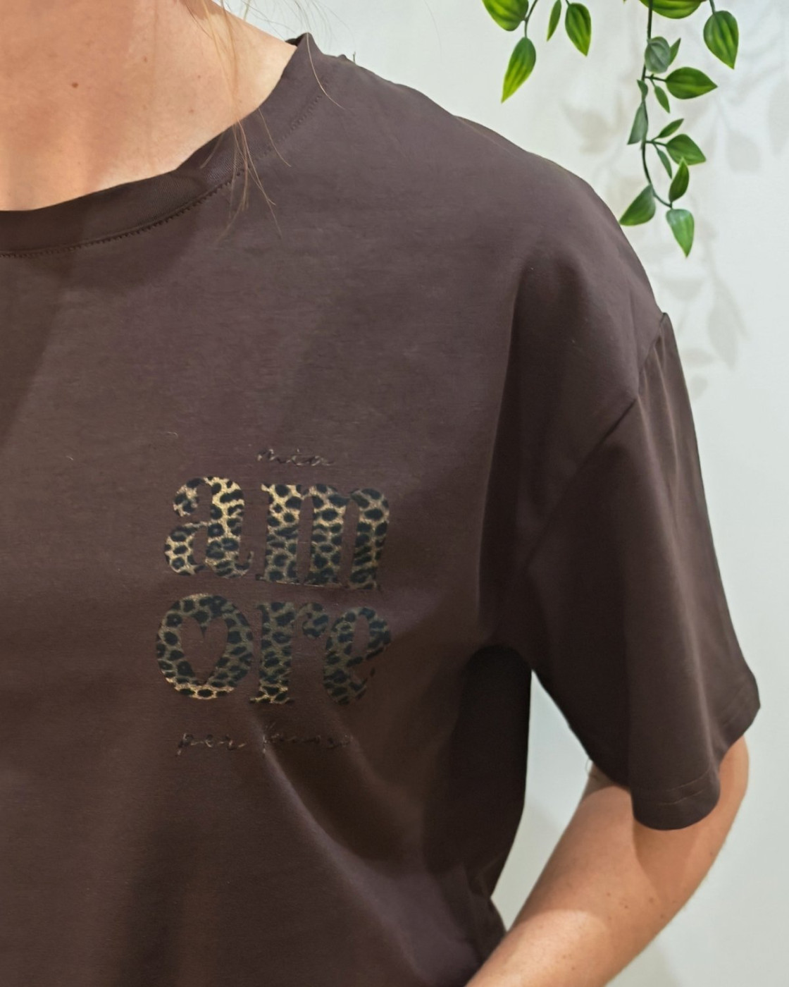 T-shirt femme marron léopard mia amore per favore