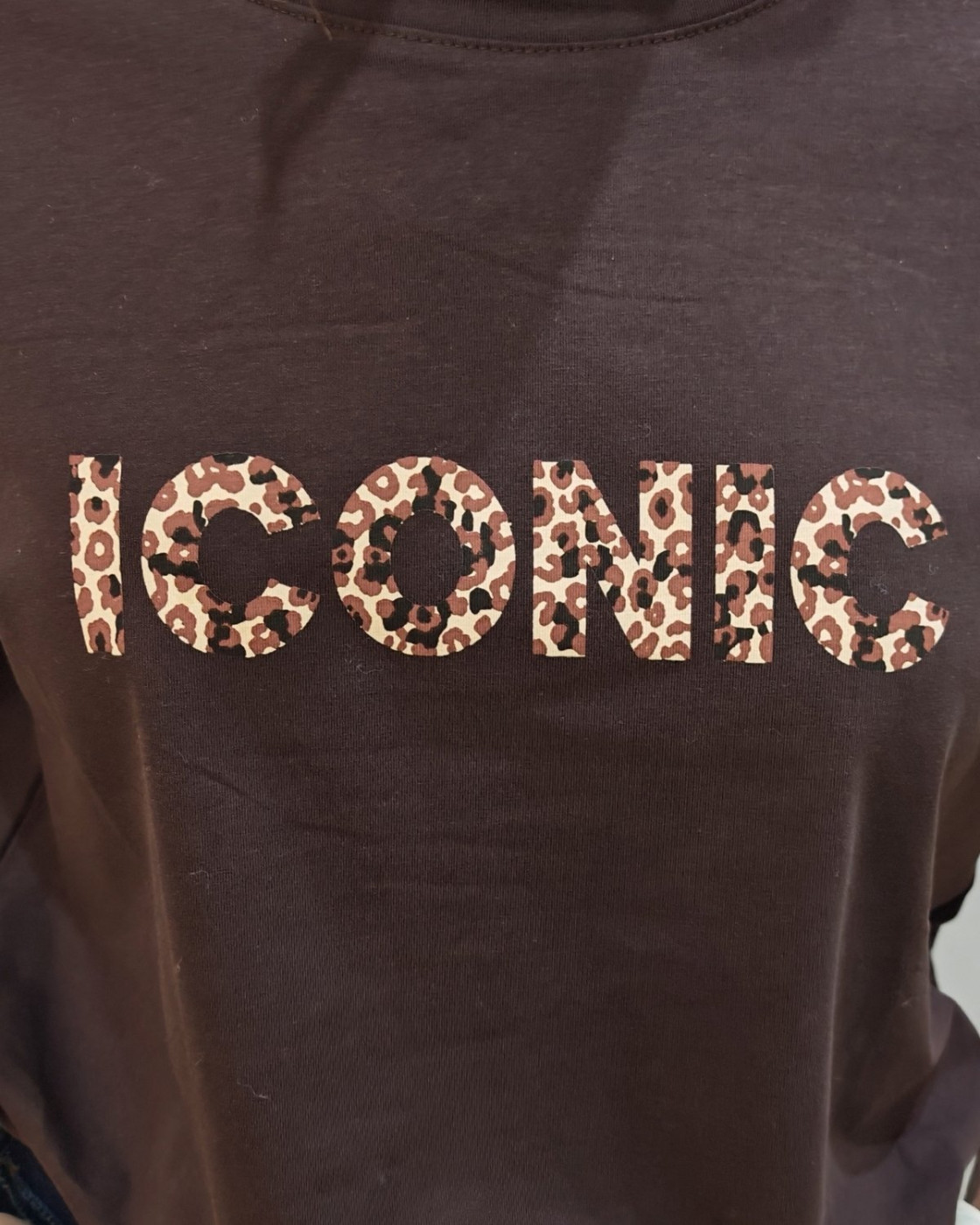 T-shirt femme marron iconic léopard