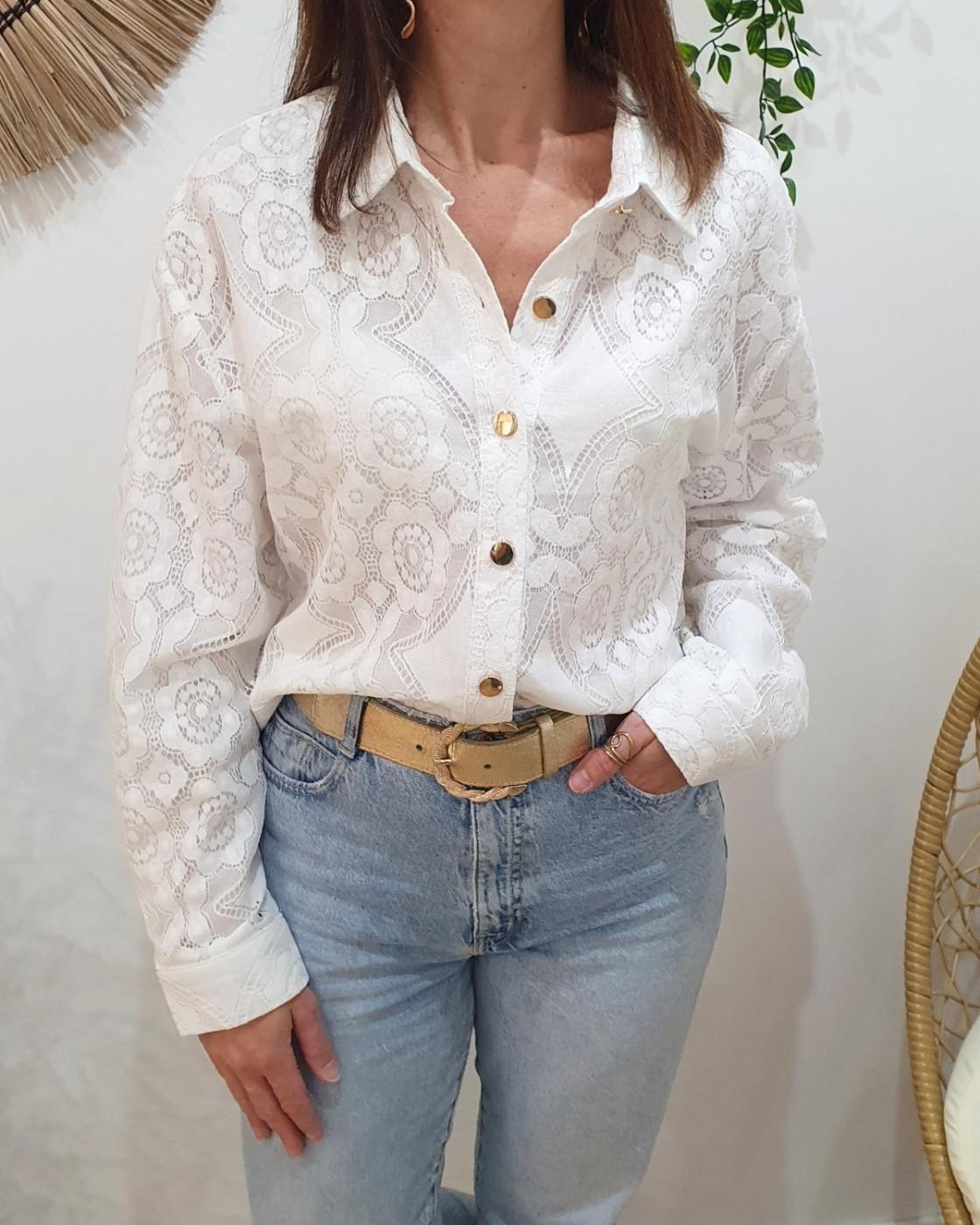 Veste femme fine courte écrue dentelle