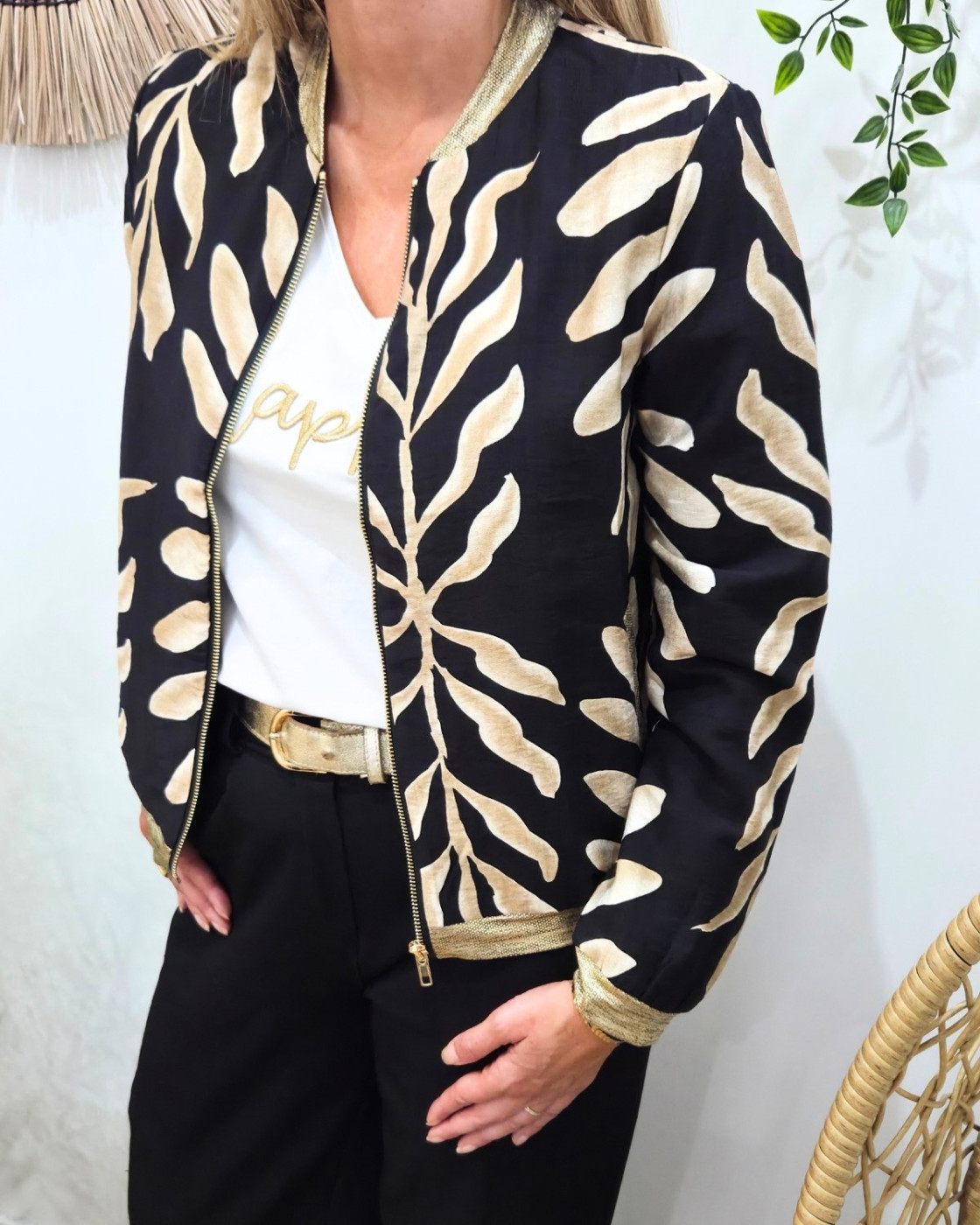 Bombers femme noir et beige Ismérie