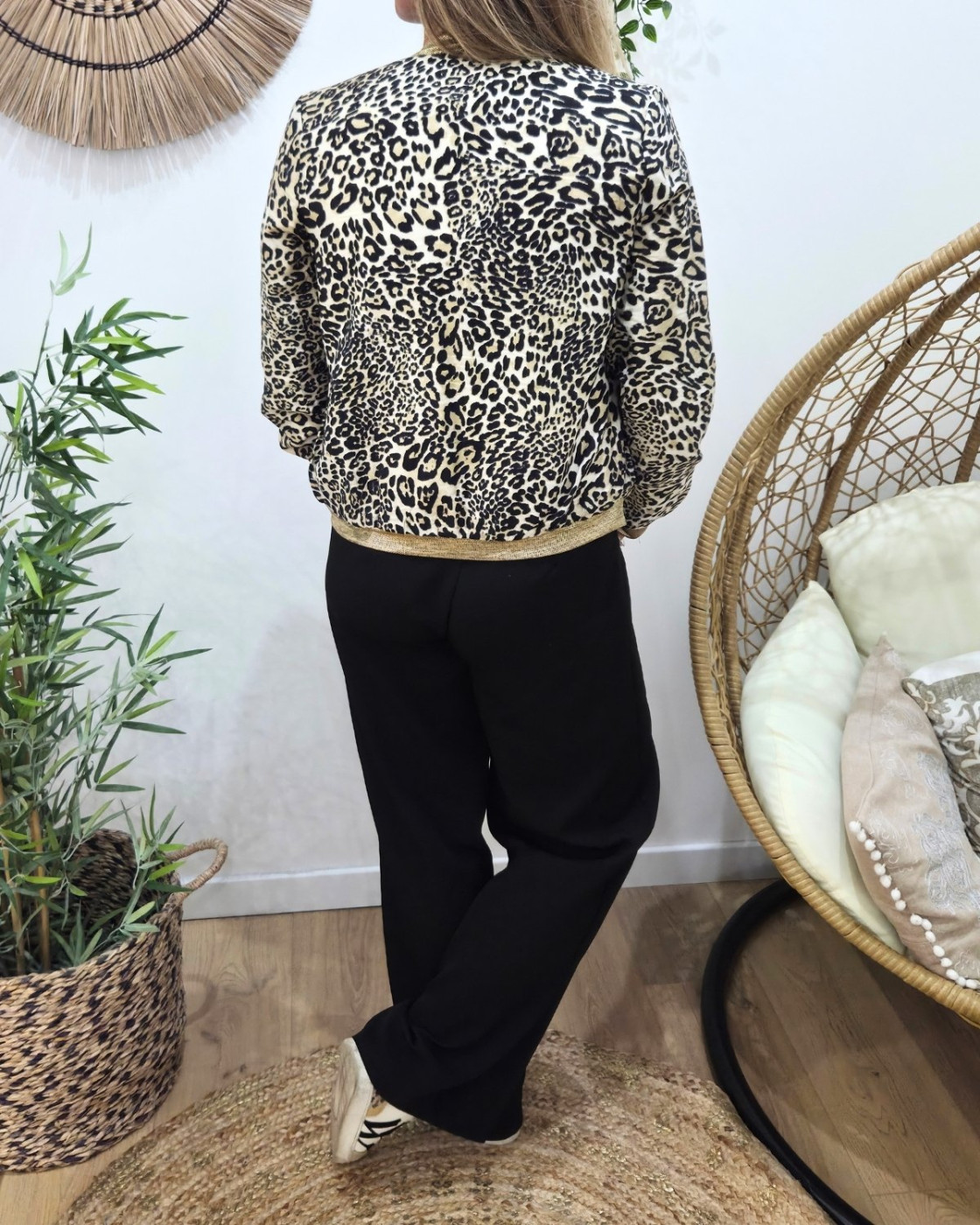 Bombers femme léopard noir et taupe Coraliea