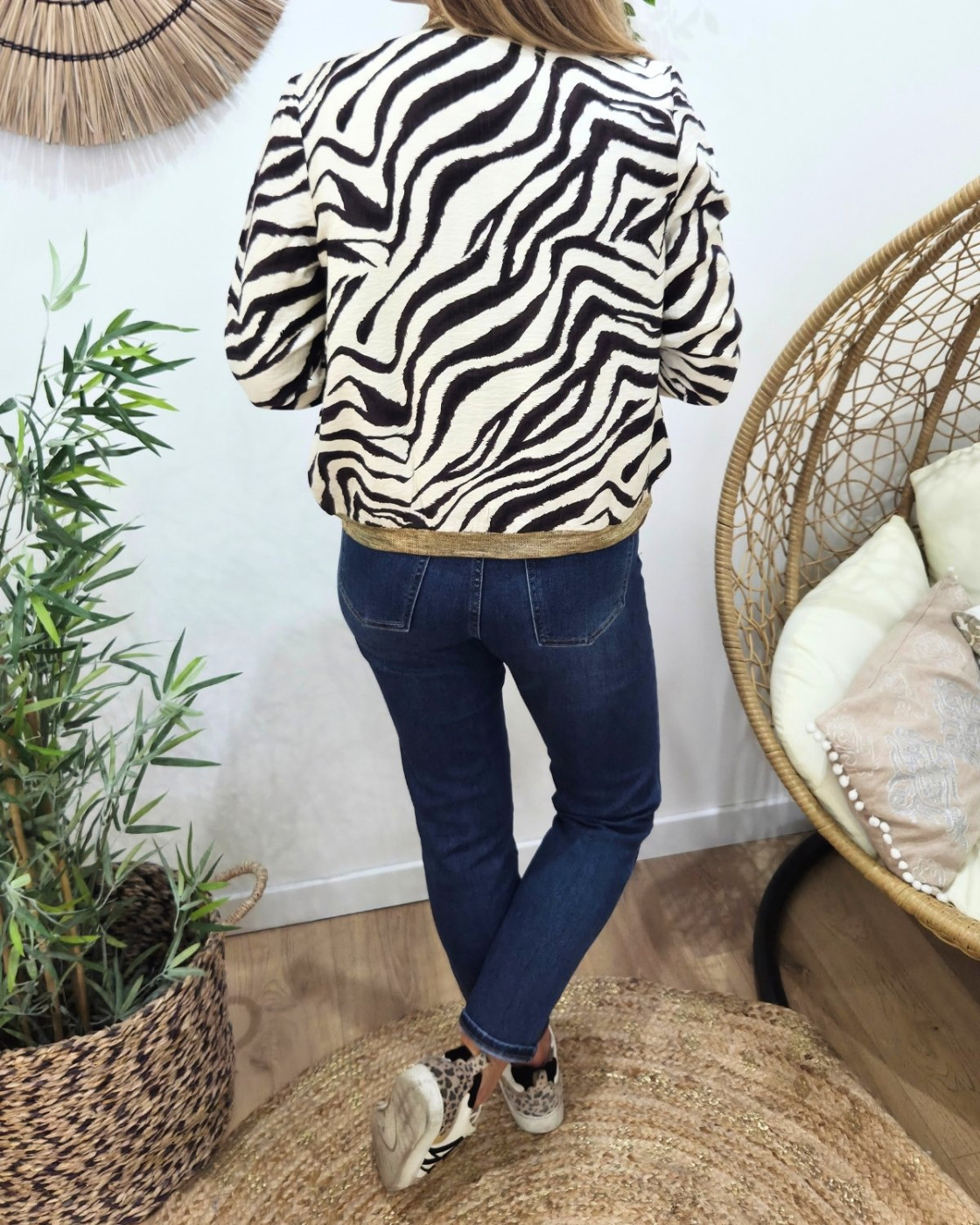 Bombers femme écru zebrures marrons choco Domitille