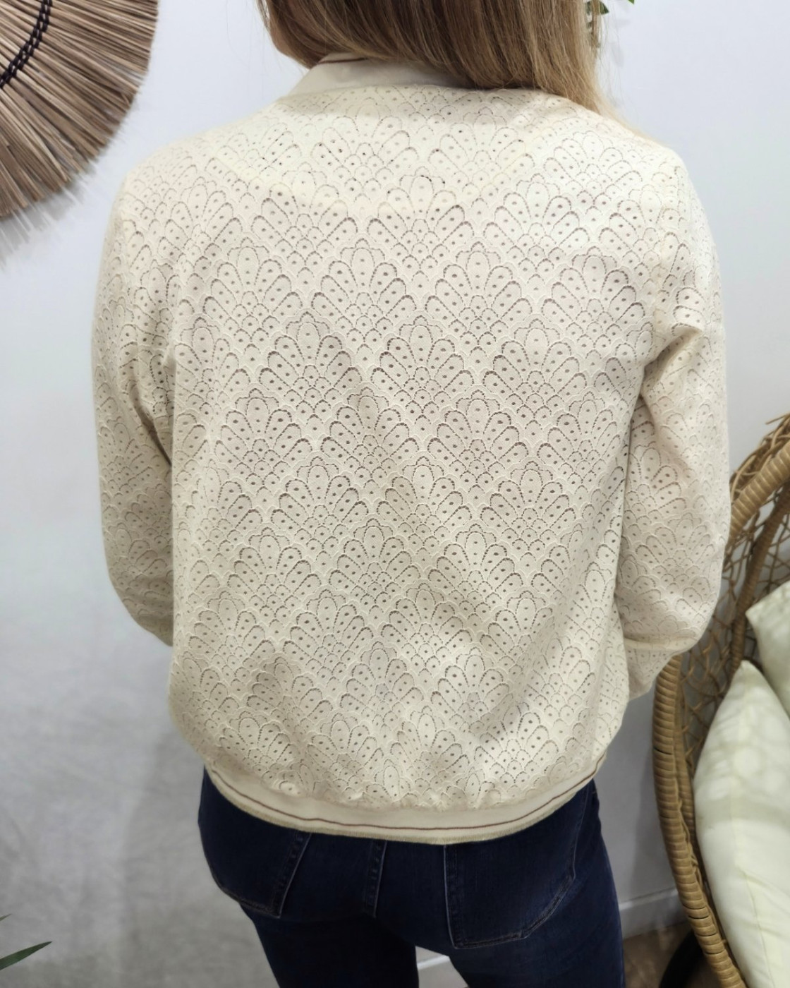 Bombers beige dentelle