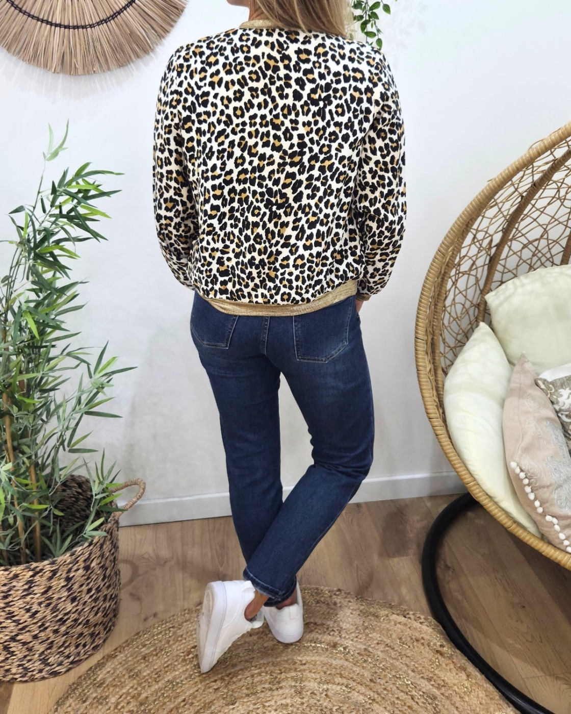 Bombers femme beige léopard camel et noir Harmonia