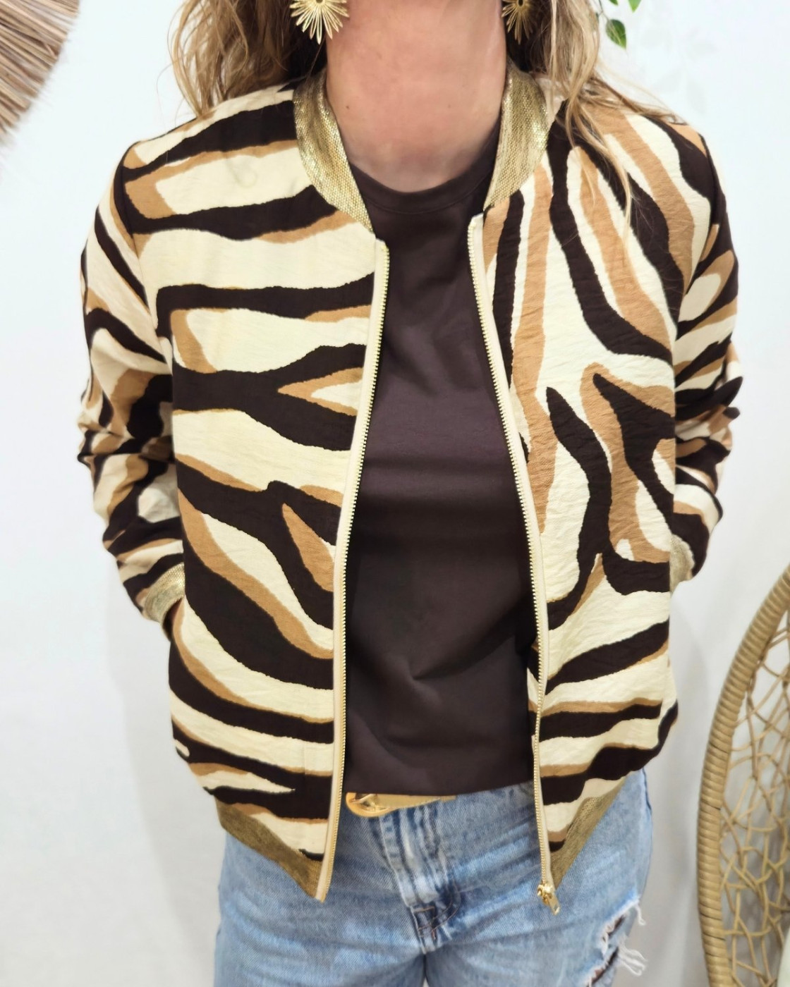 Bombers femme beige choco et camel Zélyanne