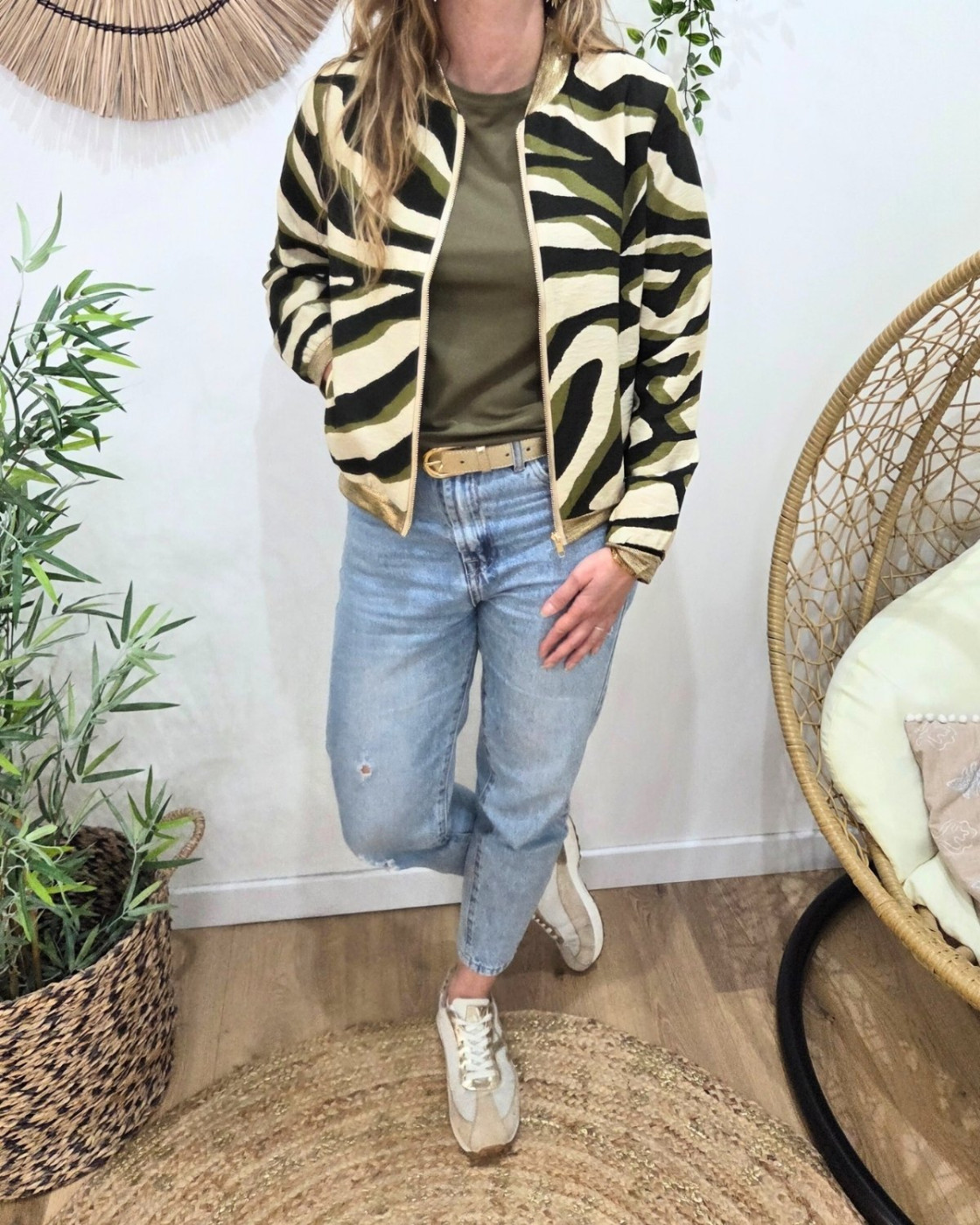Bombers femme beige noir et kaki Zélyanne