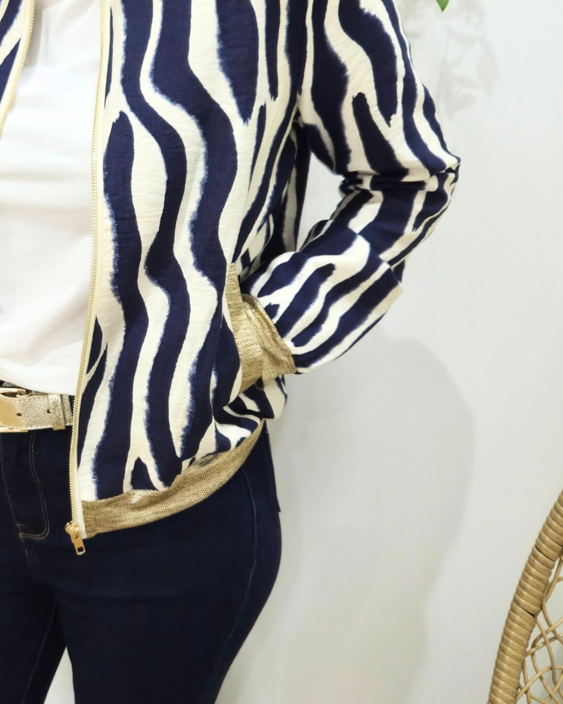 Bombers femme bleu marine et beige Taëlys