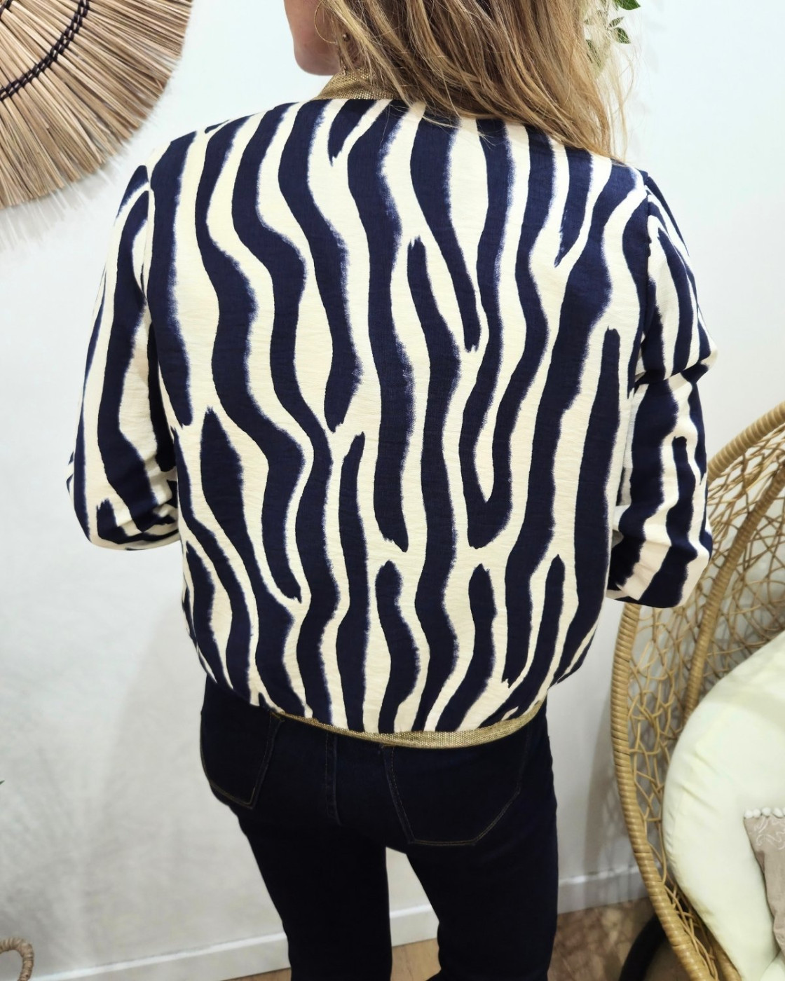 Bombers femme bleu marine et beige Taëlys