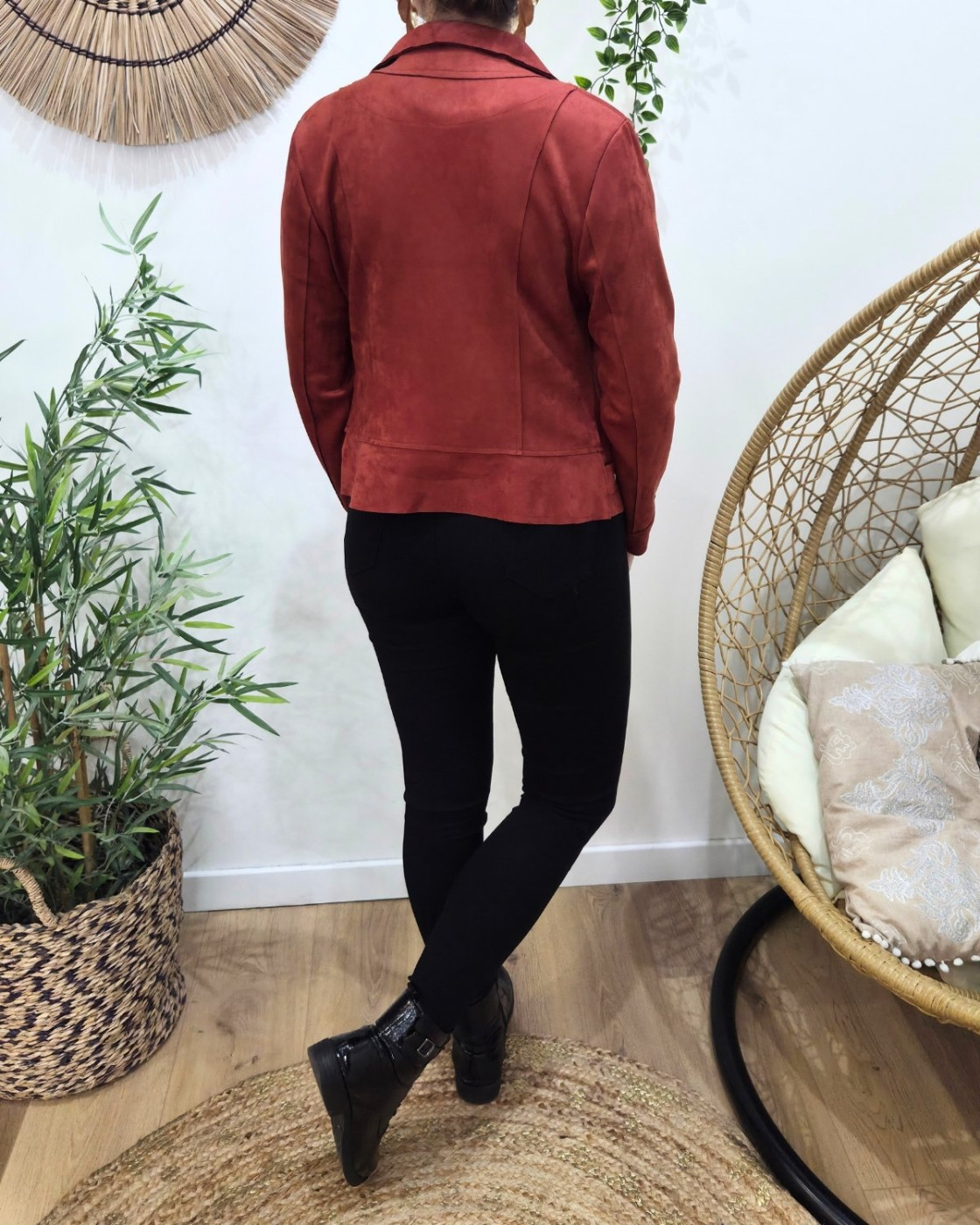 Perfecto femme fin suédine terracotta