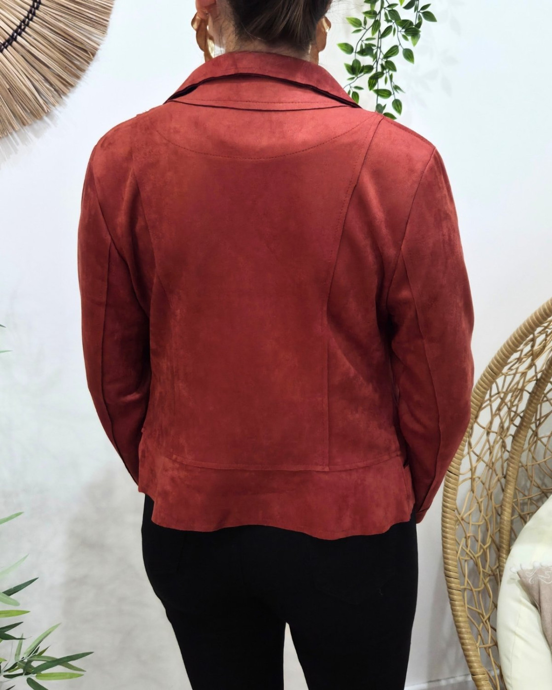 Perfecto femme fin suédine terracotta