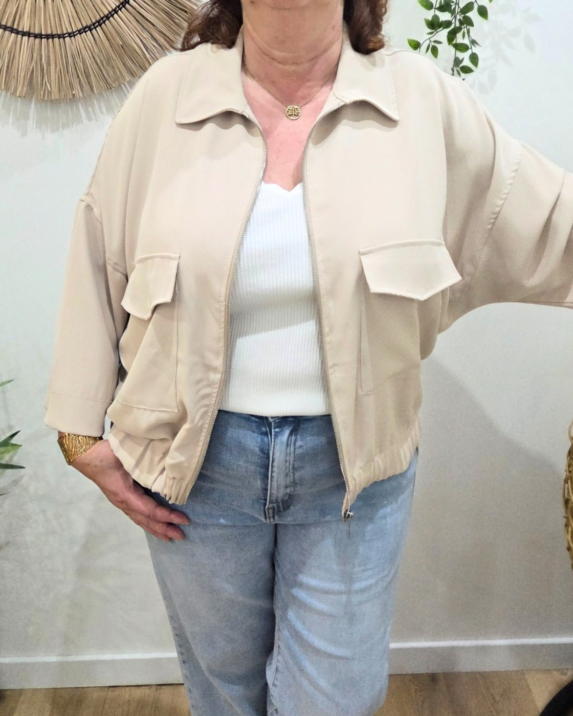 Veste femme effet bombers manches fluides 3/4