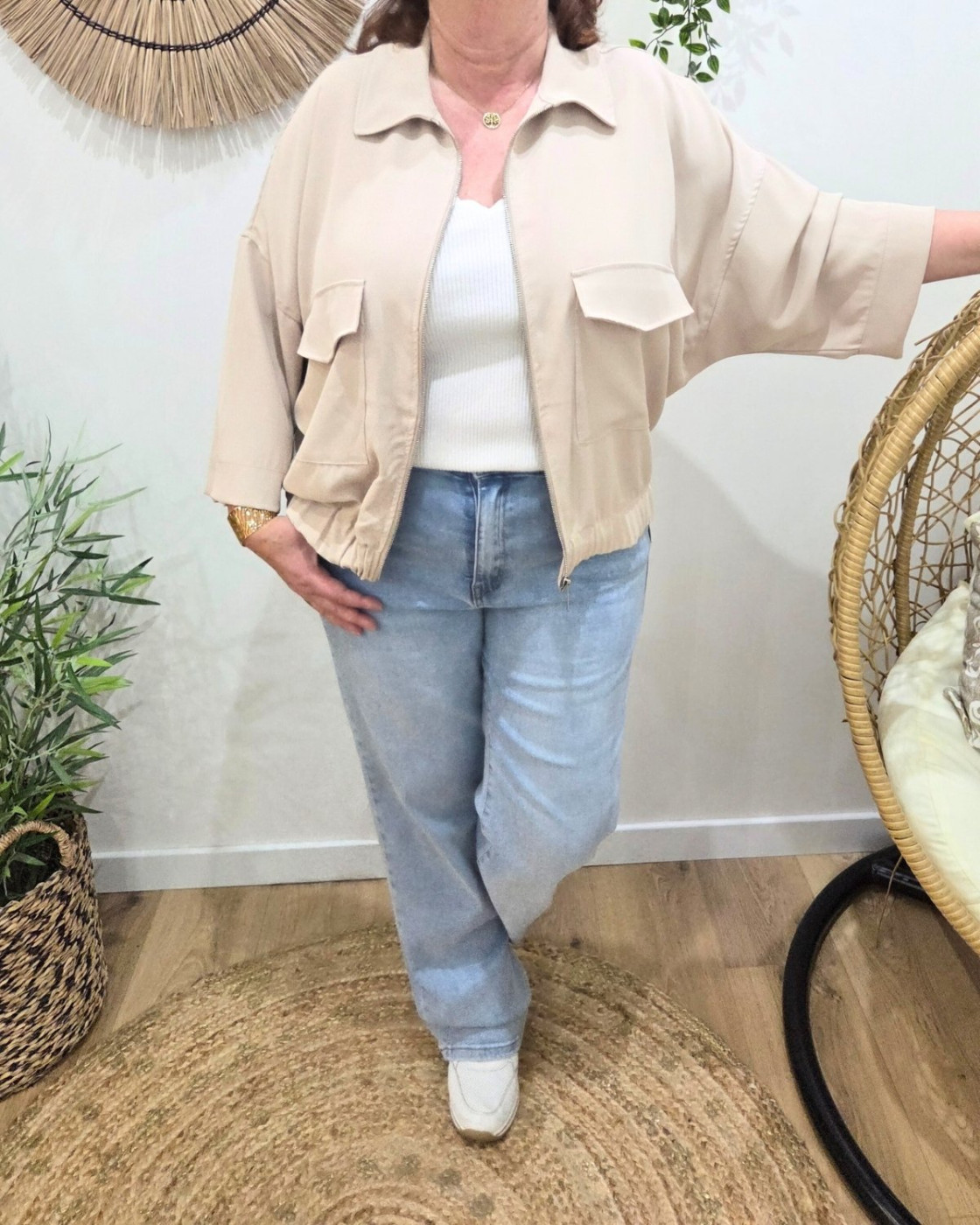 Veste femme effet bombers manches fluides 3/4