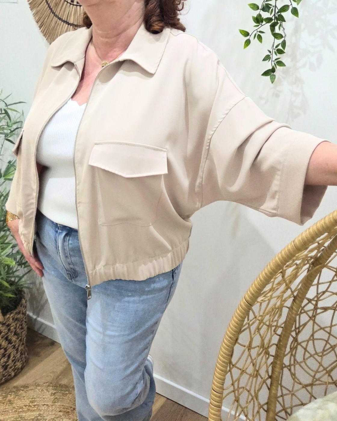 Veste femme effet bombers manches fluides 3/4