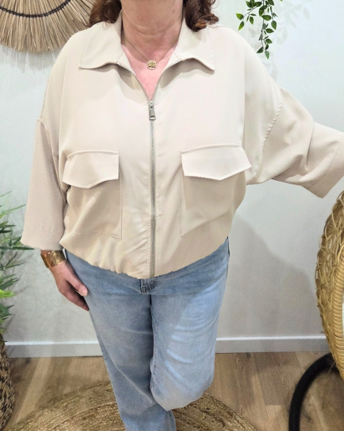 Veste femme effet bombers manches fluides 3/4