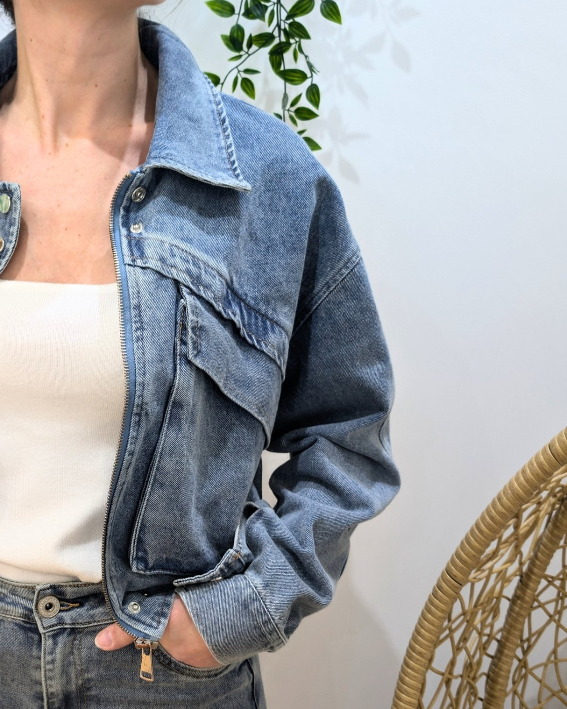 Veste en jean effet bombers