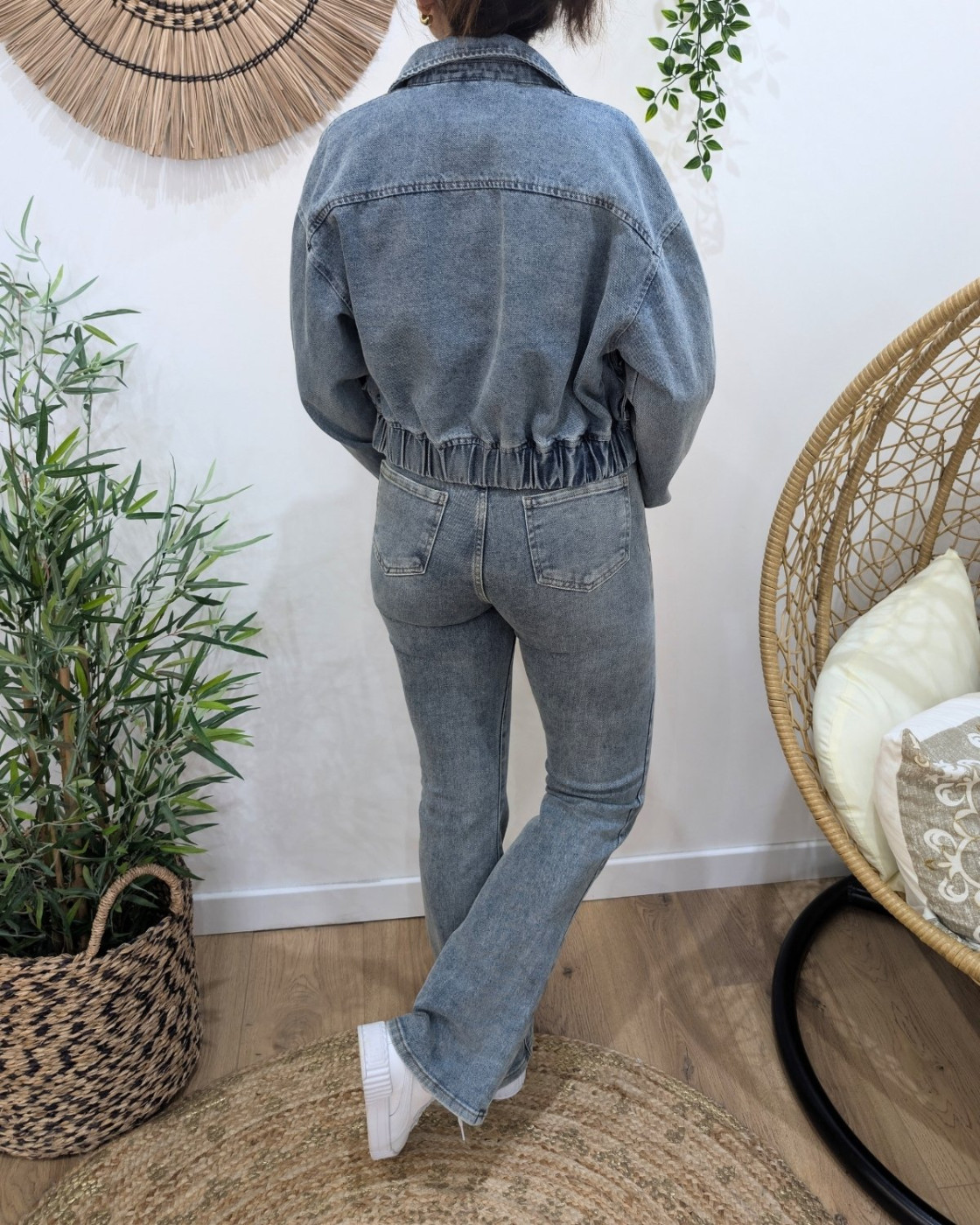 Veste en jean effet bombers