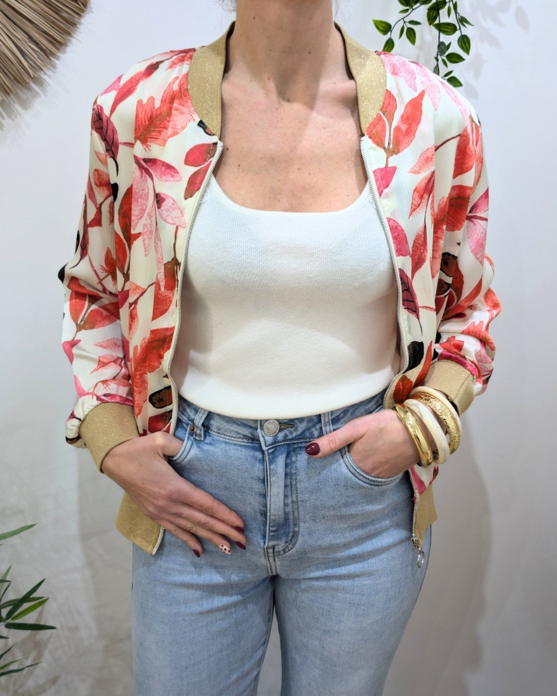 Bombers femme rose et beige Mila