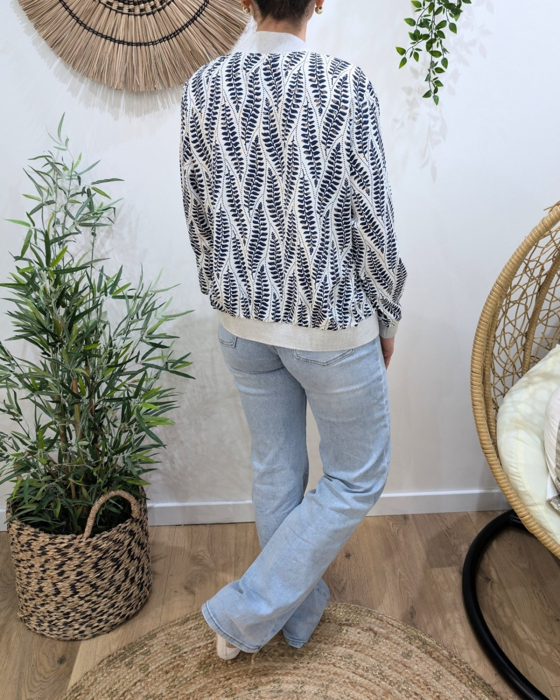 Bombers femme blanc et bleu marine Hermine