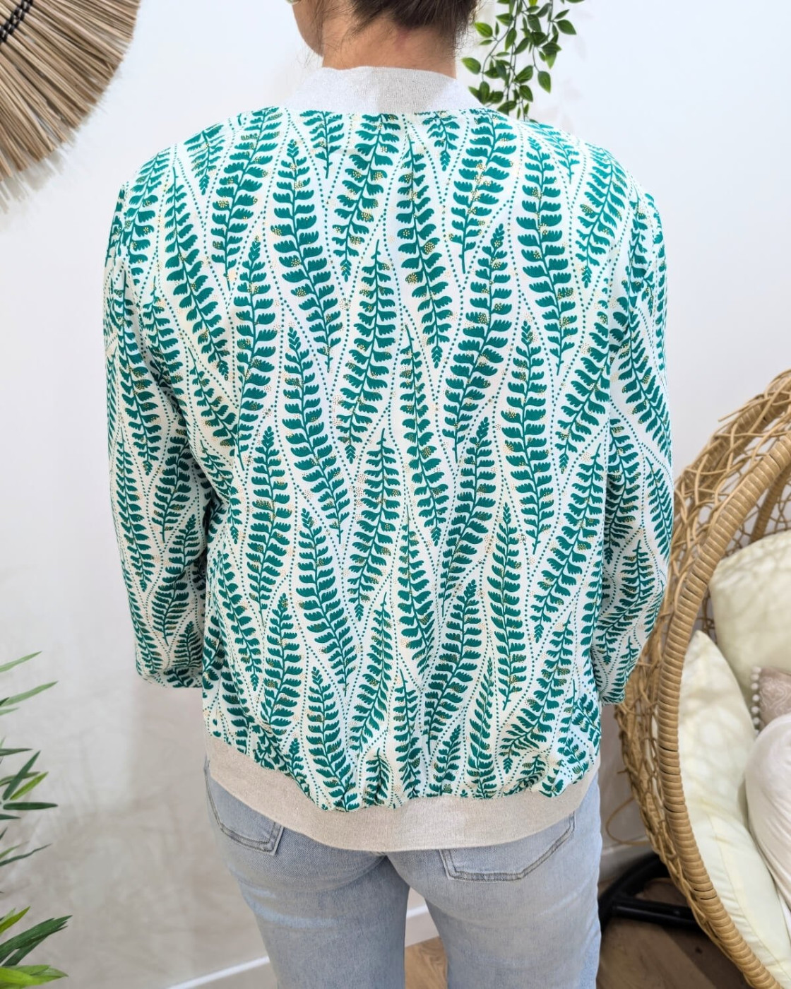 Bombers femme blanc et vert Hermine