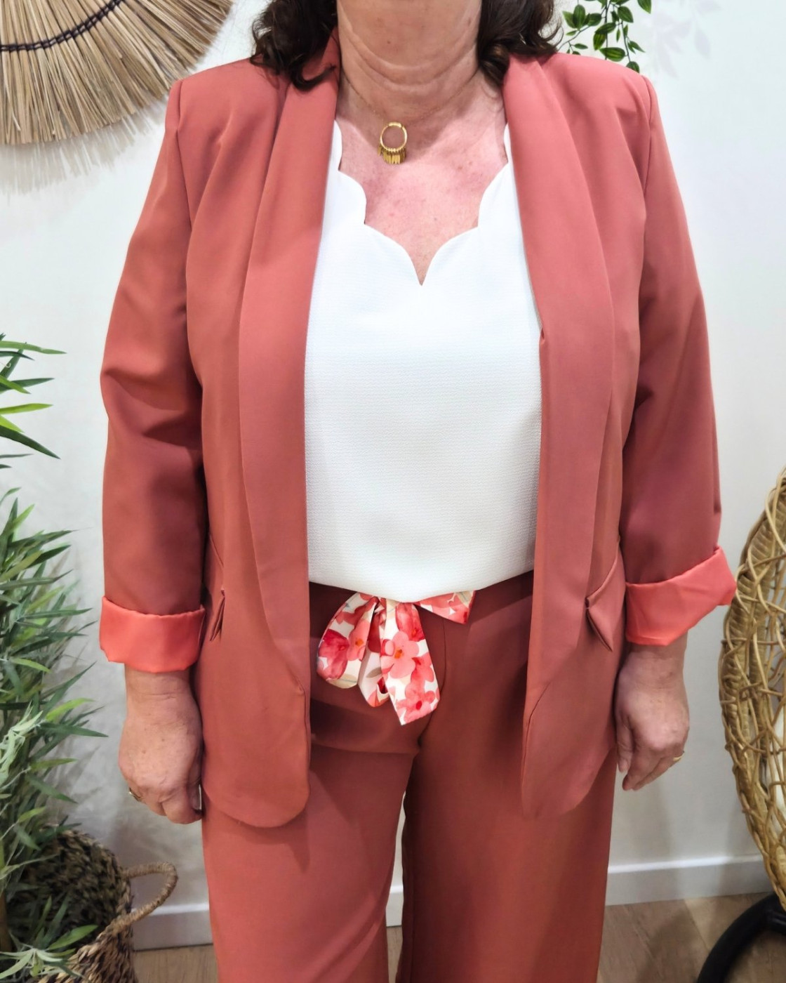 Blazer femme uni terracotta Kiva