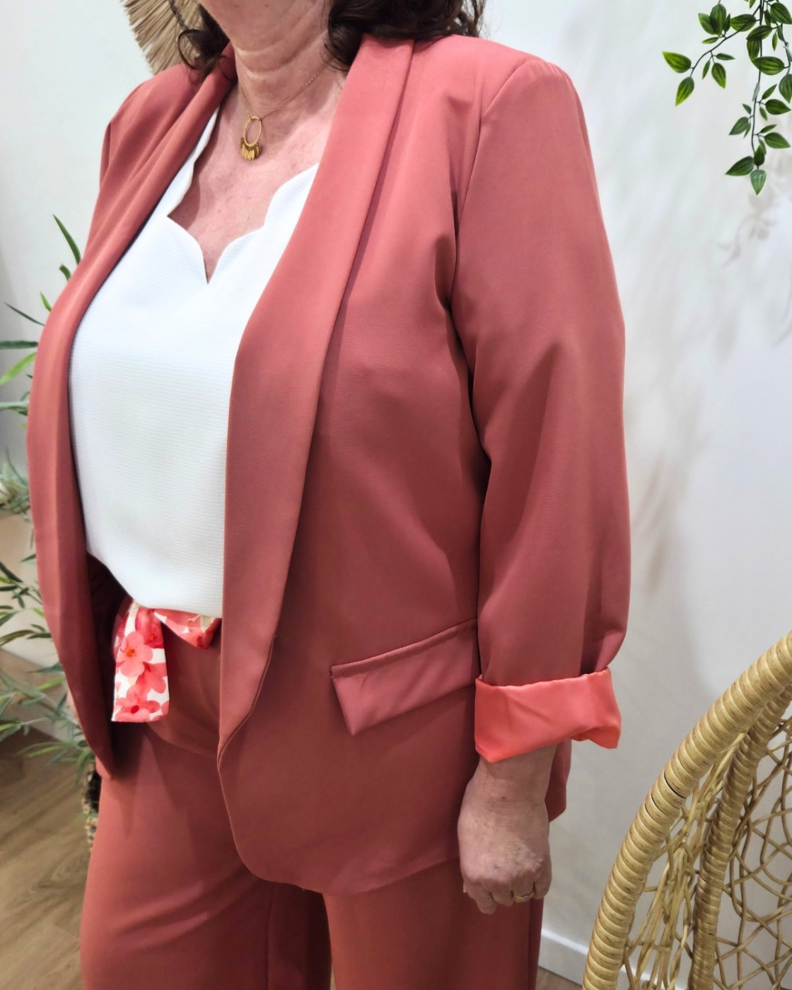 Blazer femme uni terracotta Kiva
